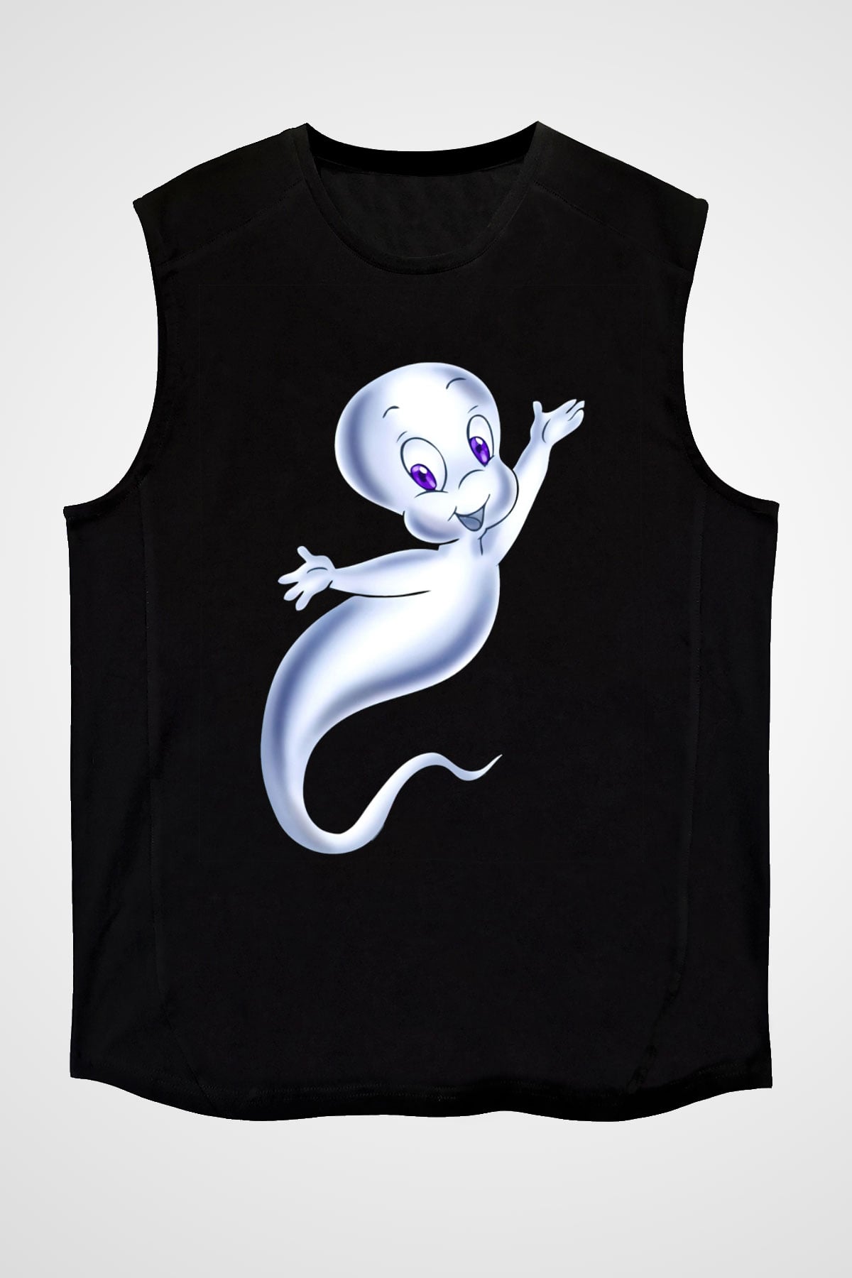 Casper the Friendly Ghost Siyah Unisex Kolsuz Tişört