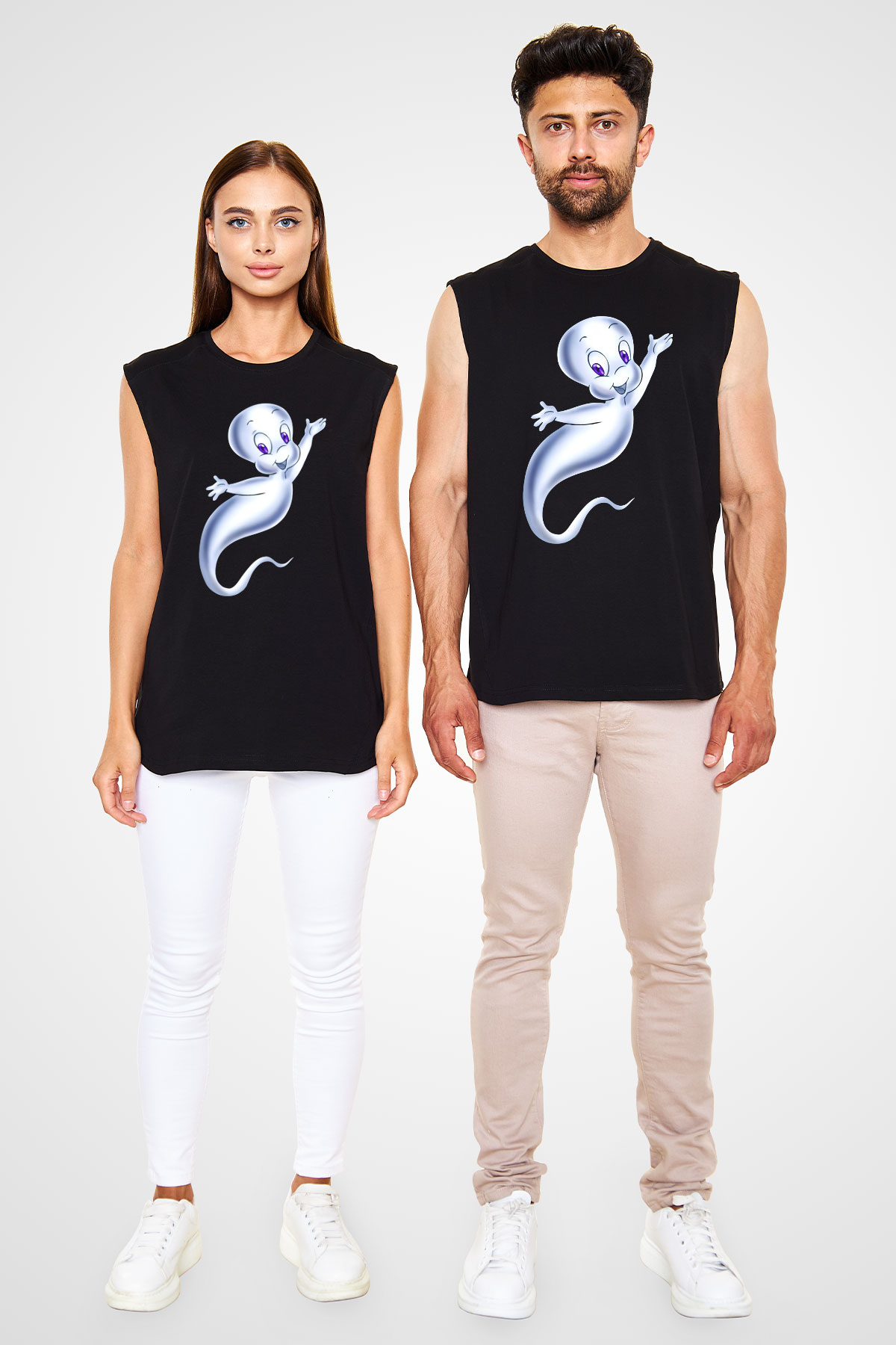 Casper the Friendly Ghost Siyah Unisex Kolsuz Tişört
