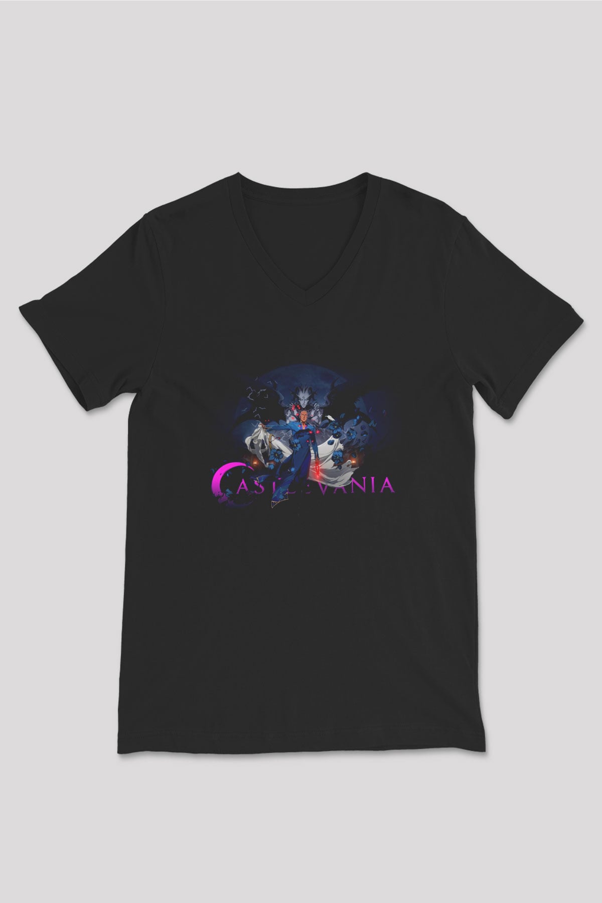 Castlevania: Lords of Shadow Siyah Unisex V Yaka Tişört