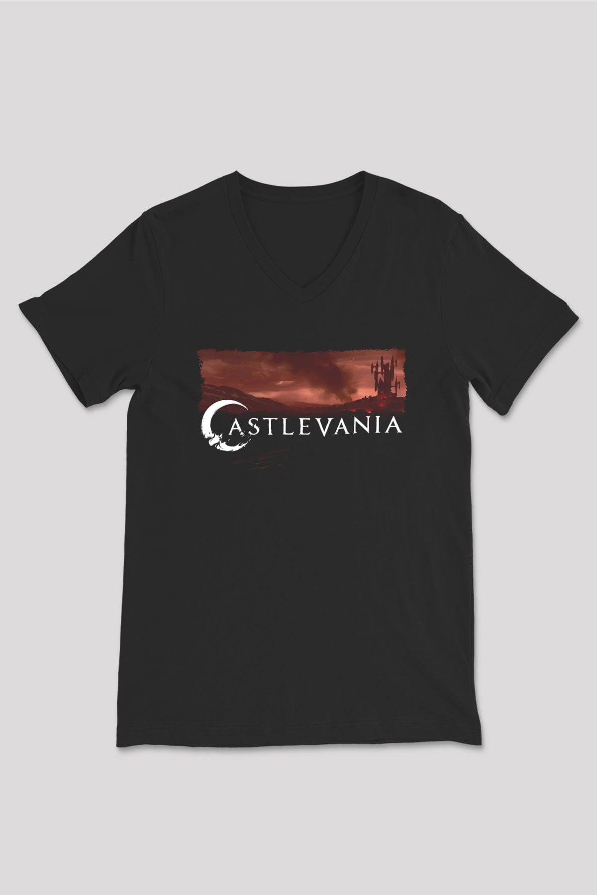 Castlevania: Lords of Shadow Siyah Unisex V Yaka Tişört