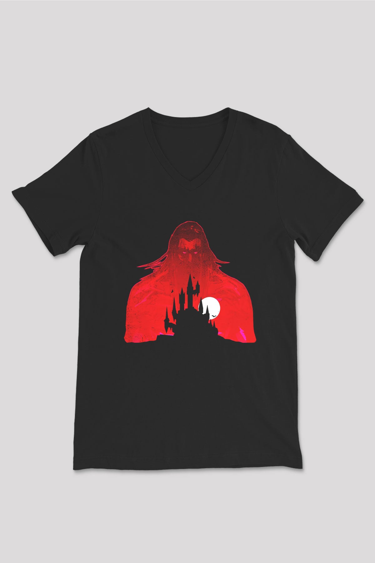 Castlevania: Lords of Shadow Siyah Unisex V Yaka Tişört T-Shirt