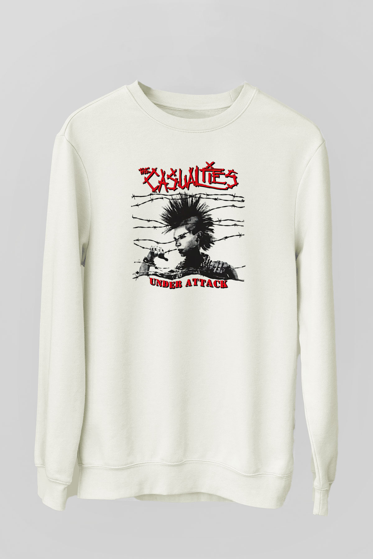 Casualties Baskılı Beyaz Unisex Sweatshirt