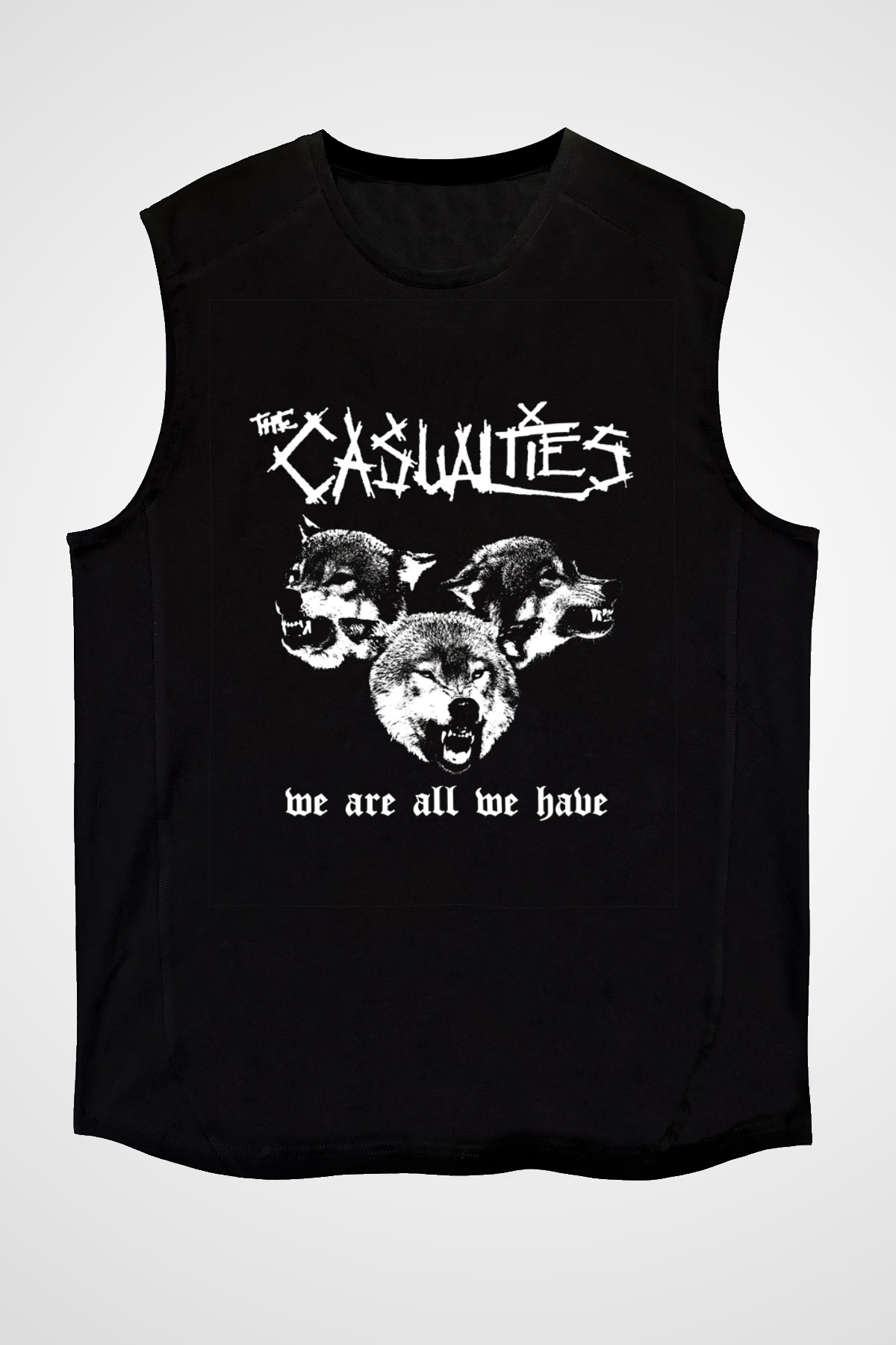 Casualties Baskılı Unisex Siyah Kolsuz Tişört