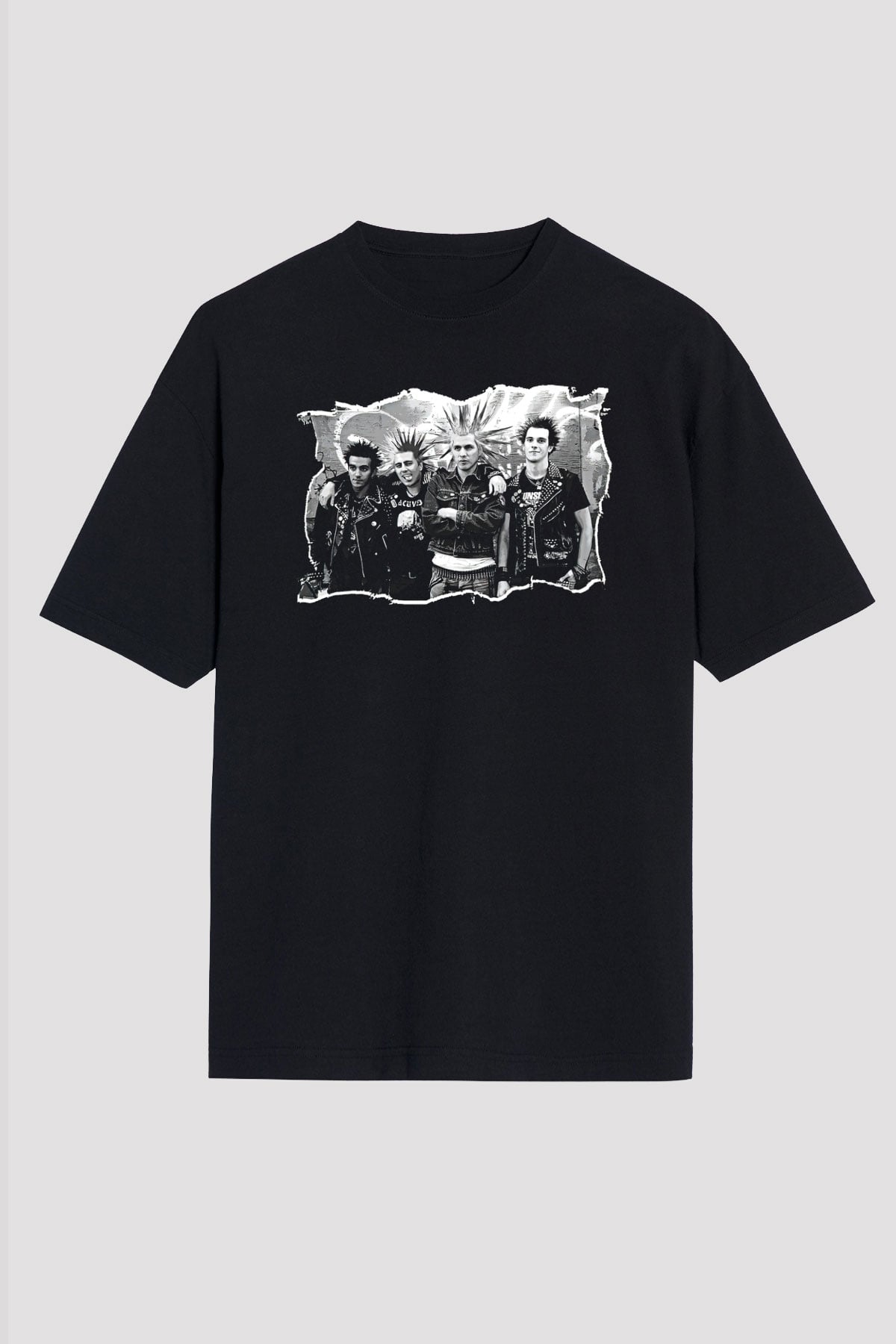 Casualties Baskılı Unisex Siyah Oversize Tişört - Tshirt