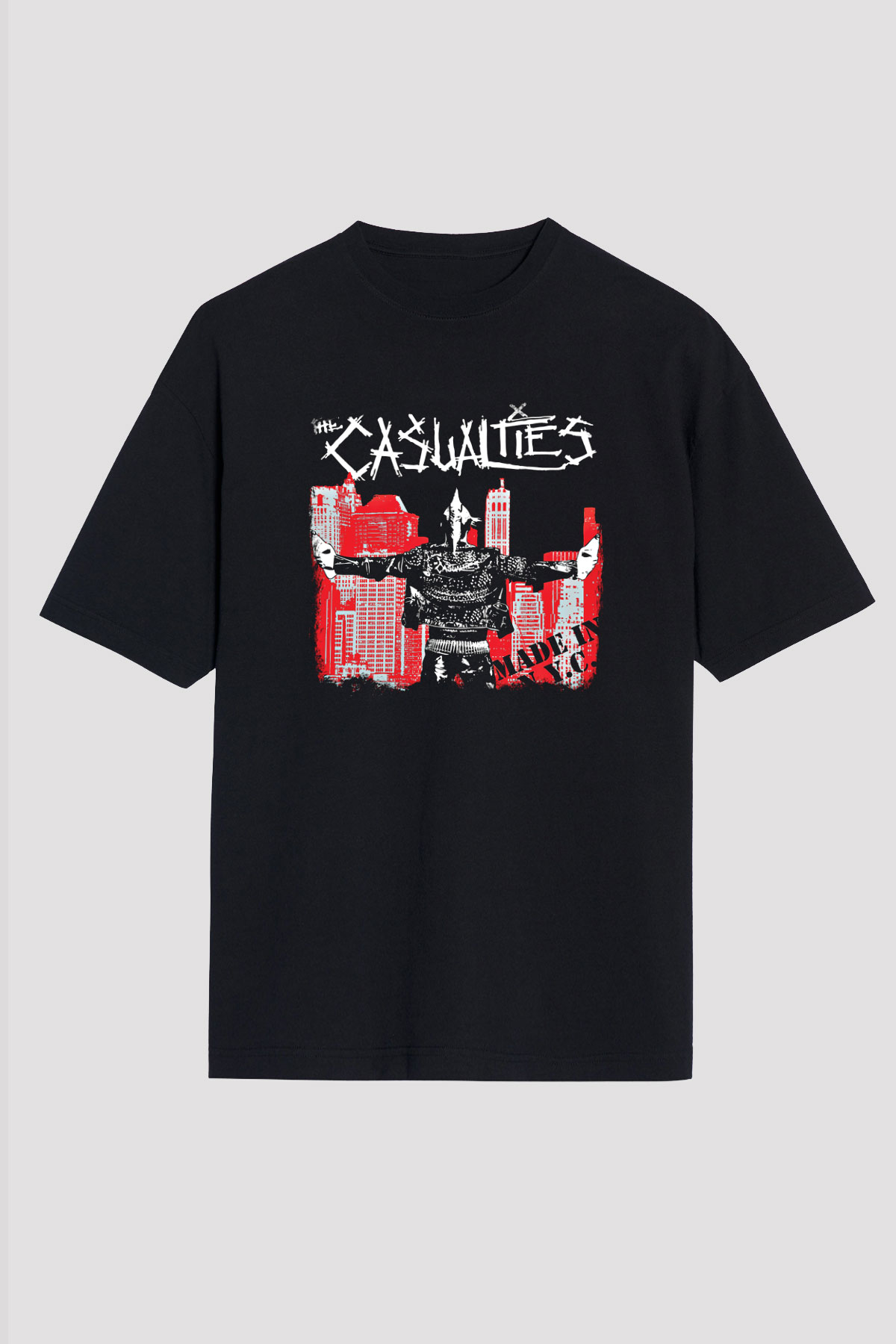 Casualties Baskılı Unisex Siyah Oversize Tişört