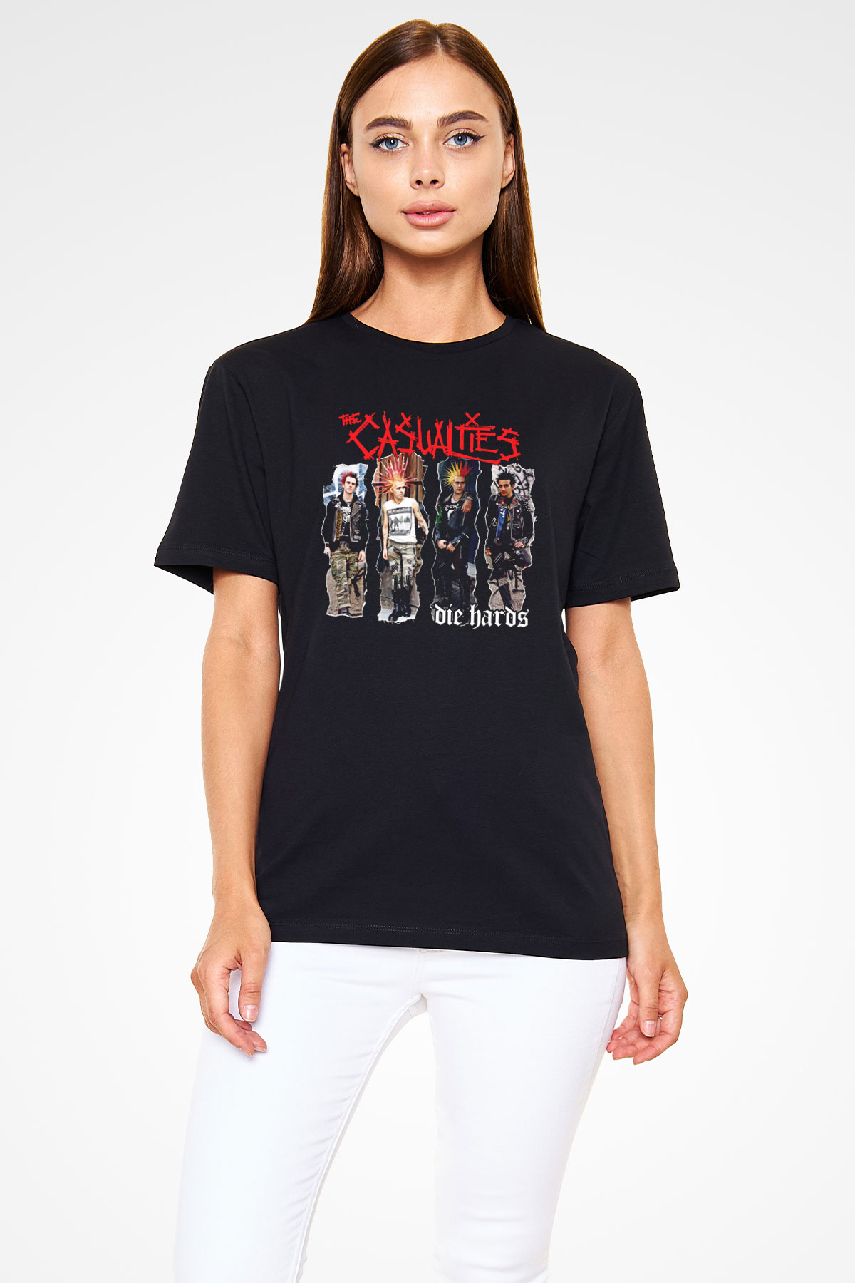 Casualties Baskılı Unisex Siyah Tişört - Tshirt