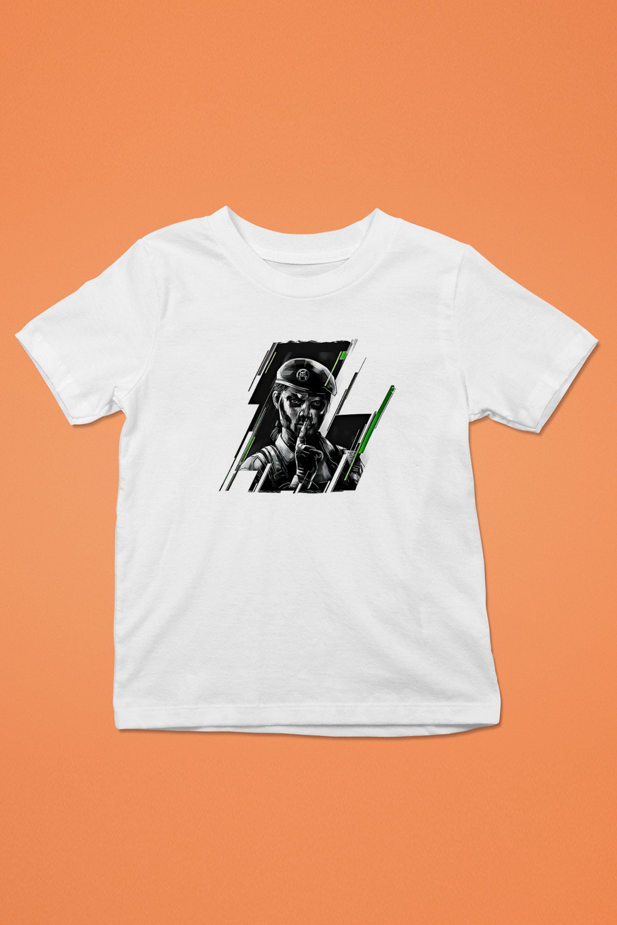 Caveira Baskılı Beyaz Unisex Beyaz Çocuk Tişört - Tshirt