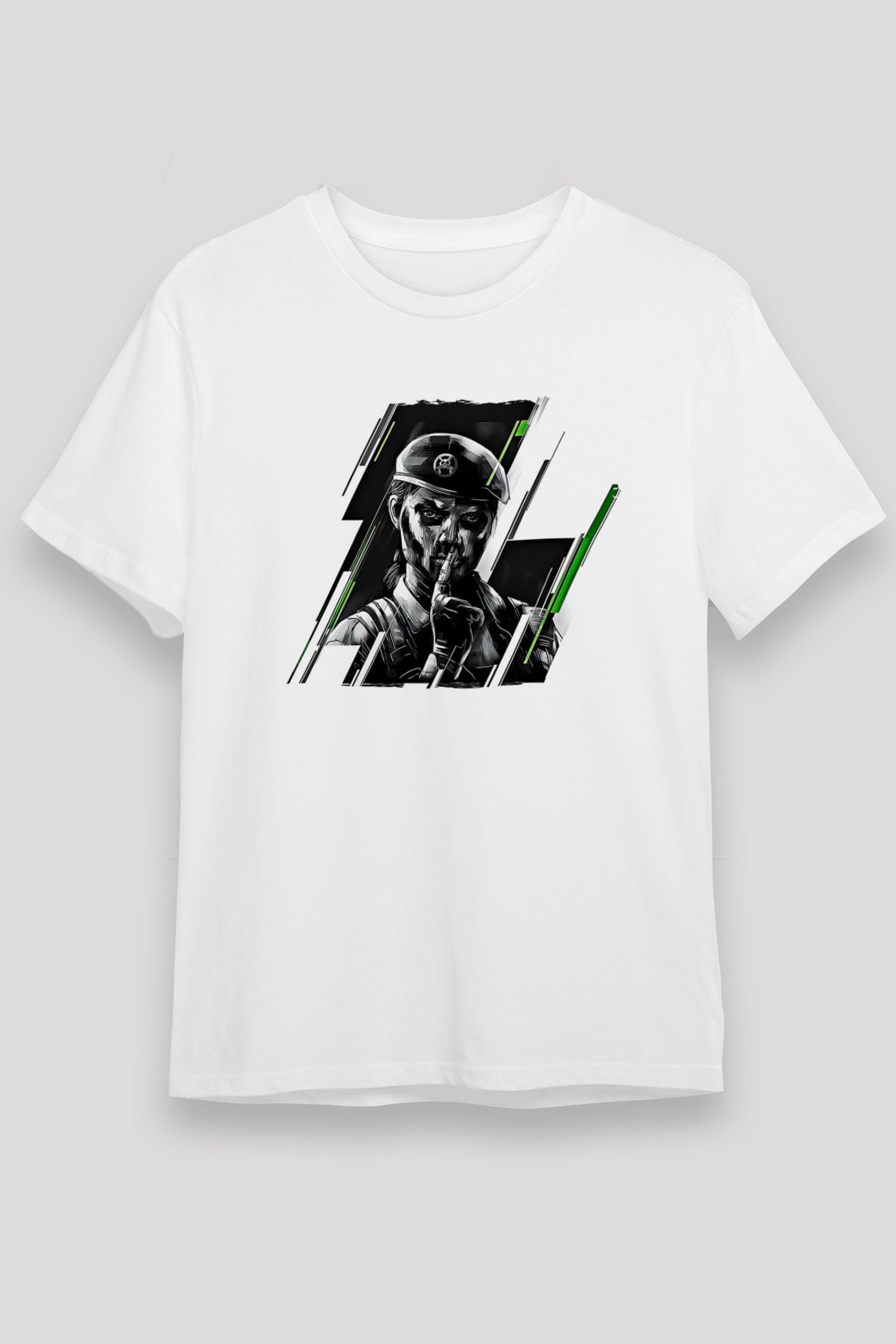 Caveira Baskılı Unisex Beyaz Tişört - Tshirt