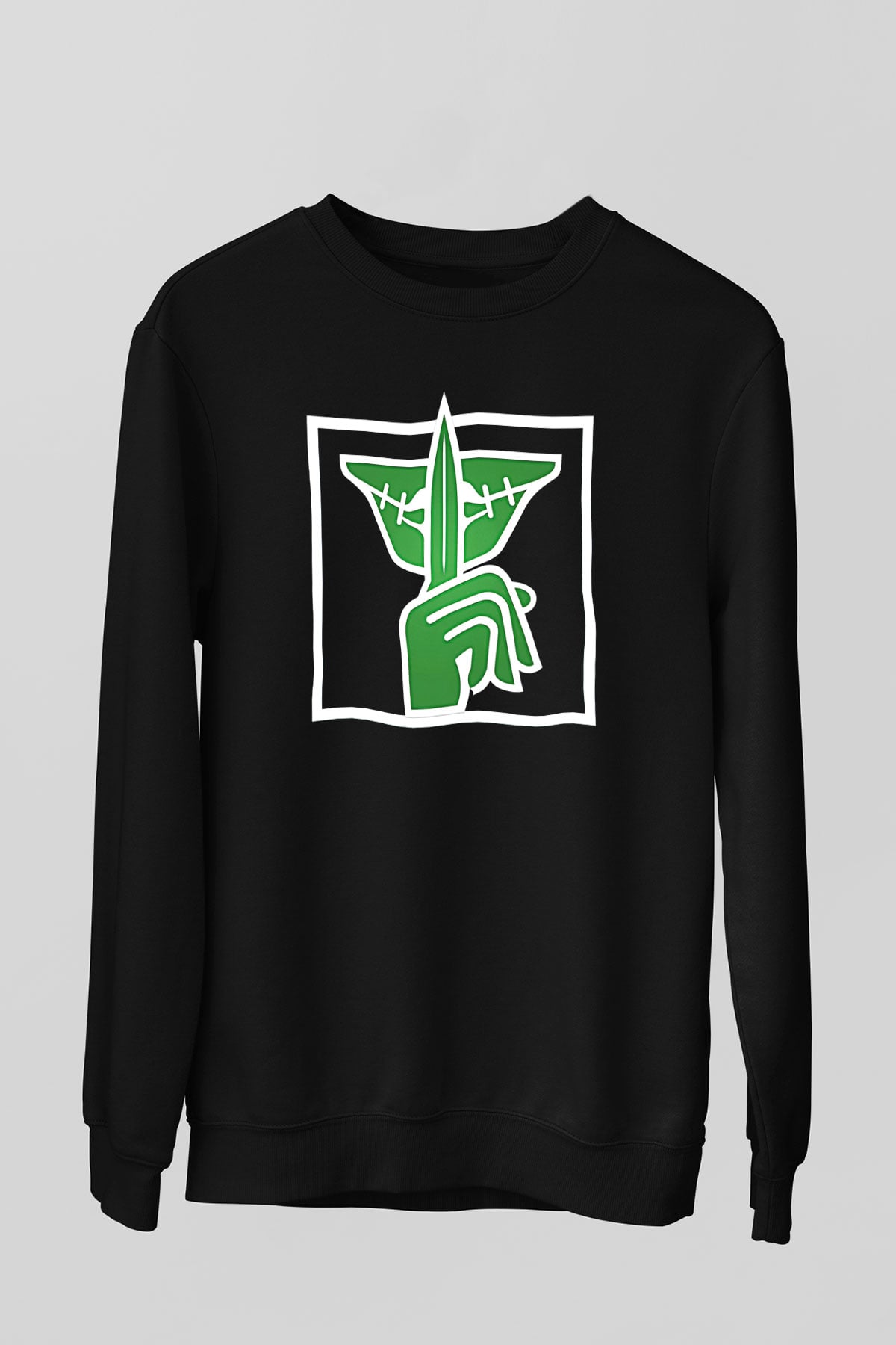 Caveira Baskılı Unisex Siyah Sweatshirt