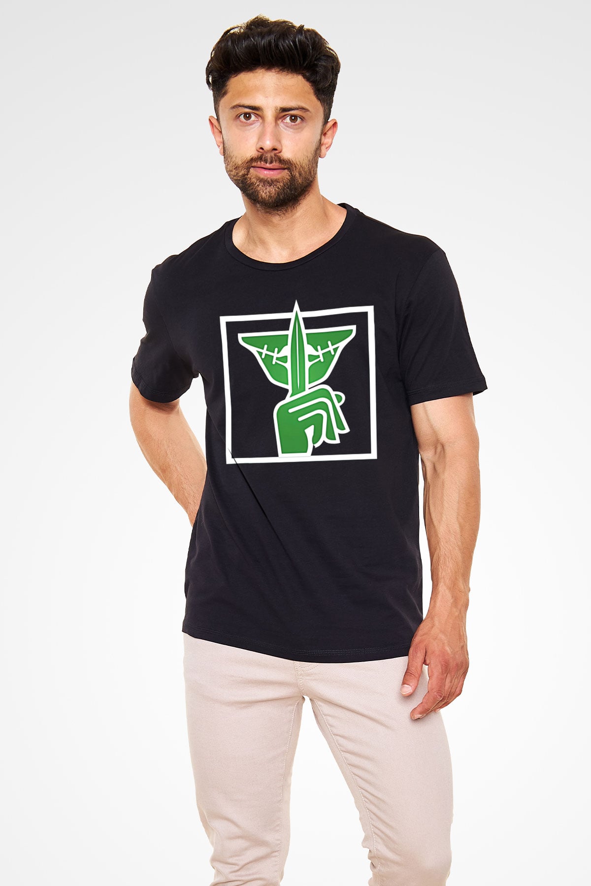 Caveira Baskılı Unisex Siyah Tişört - Tshirt