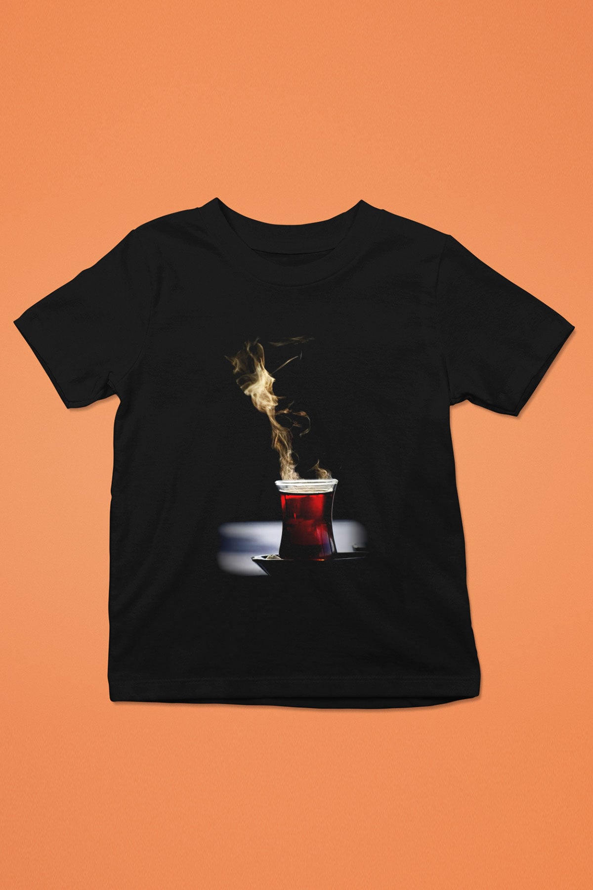 Çaycı Baskılı Siyah Unisex Çocuk Tişört