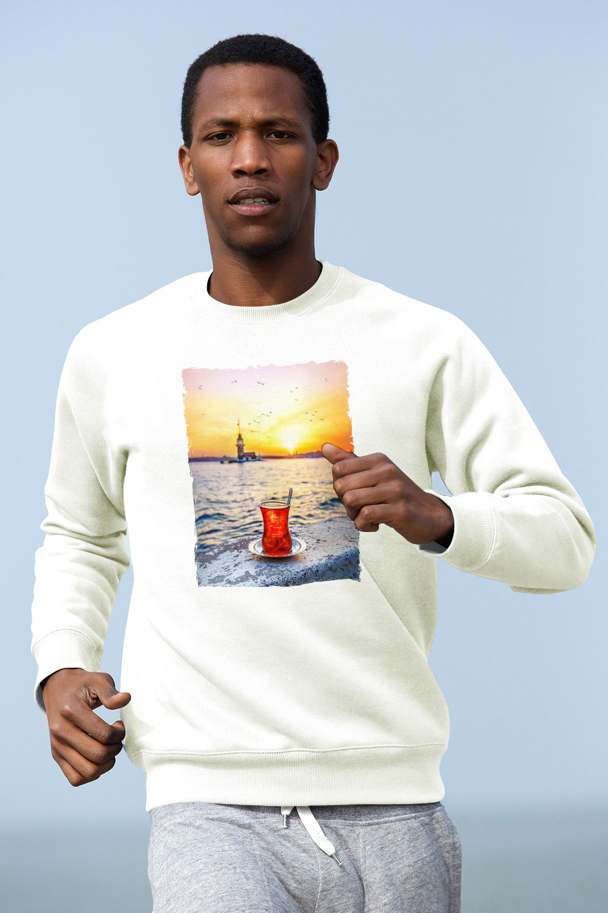 Çaycı Beyaz Unisex Sweatshirt