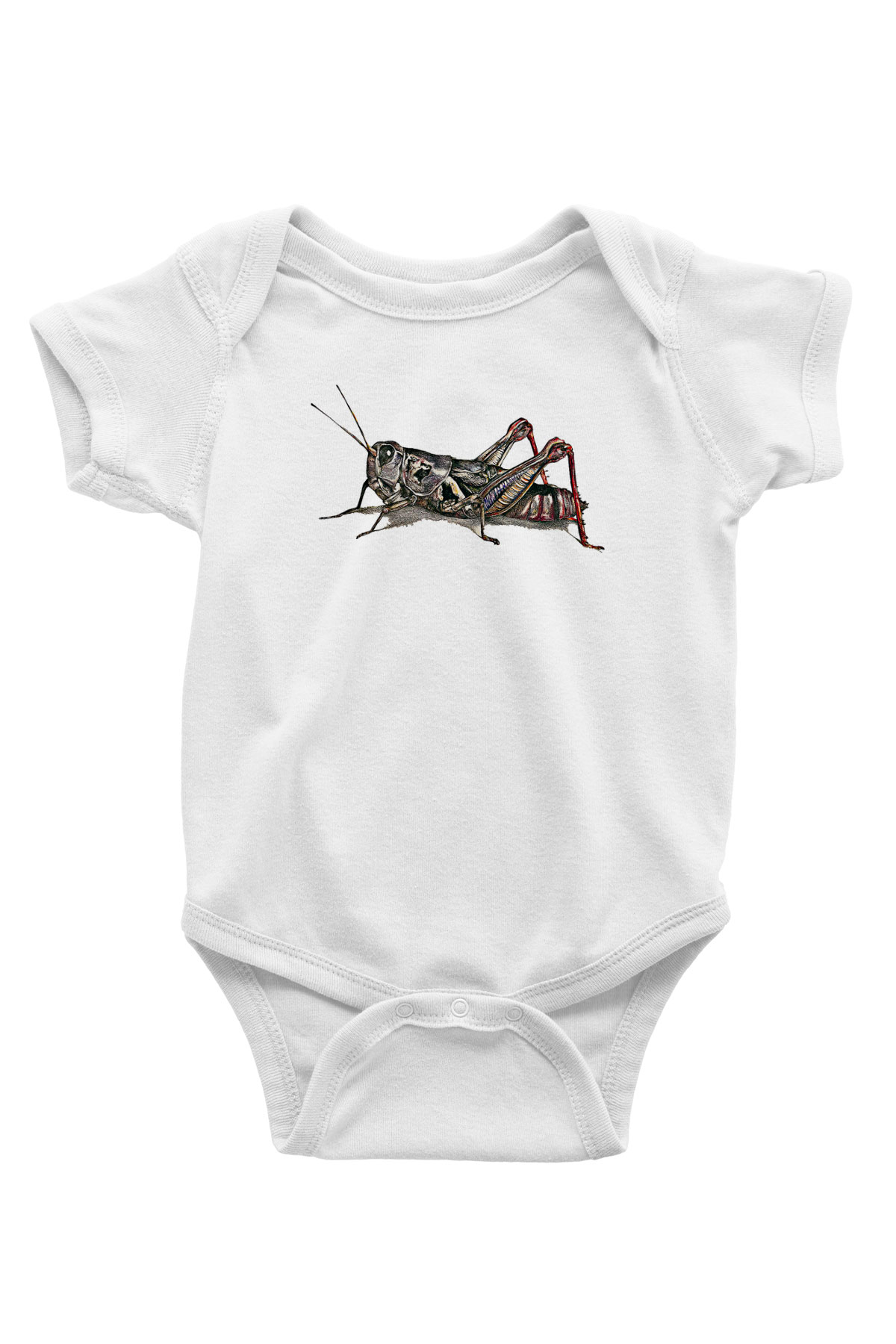 Çekirge Baskılı Beyaz Unisex Bebek Body - Zıbın