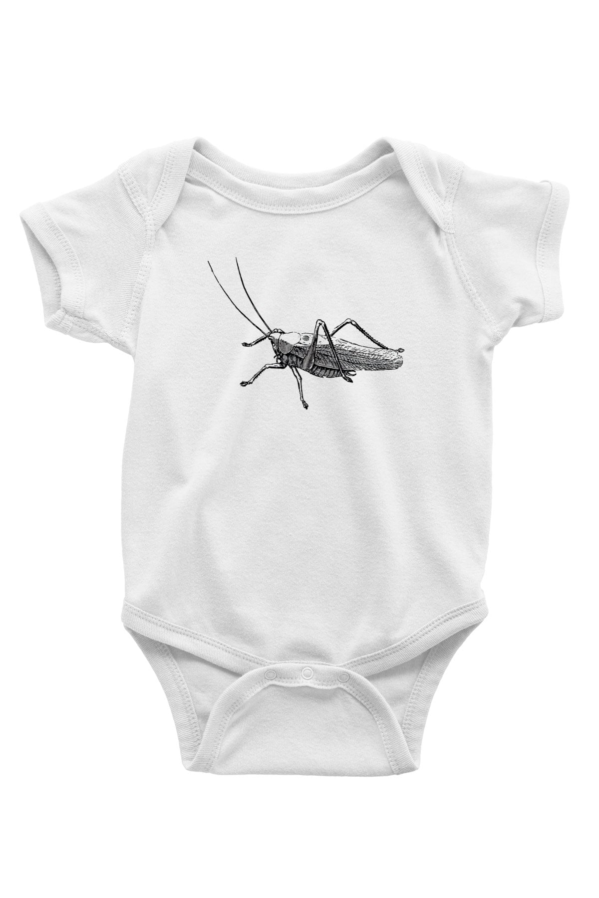 Çekirge Baskılı Beyaz Unisex Bebek Body - Zıbın