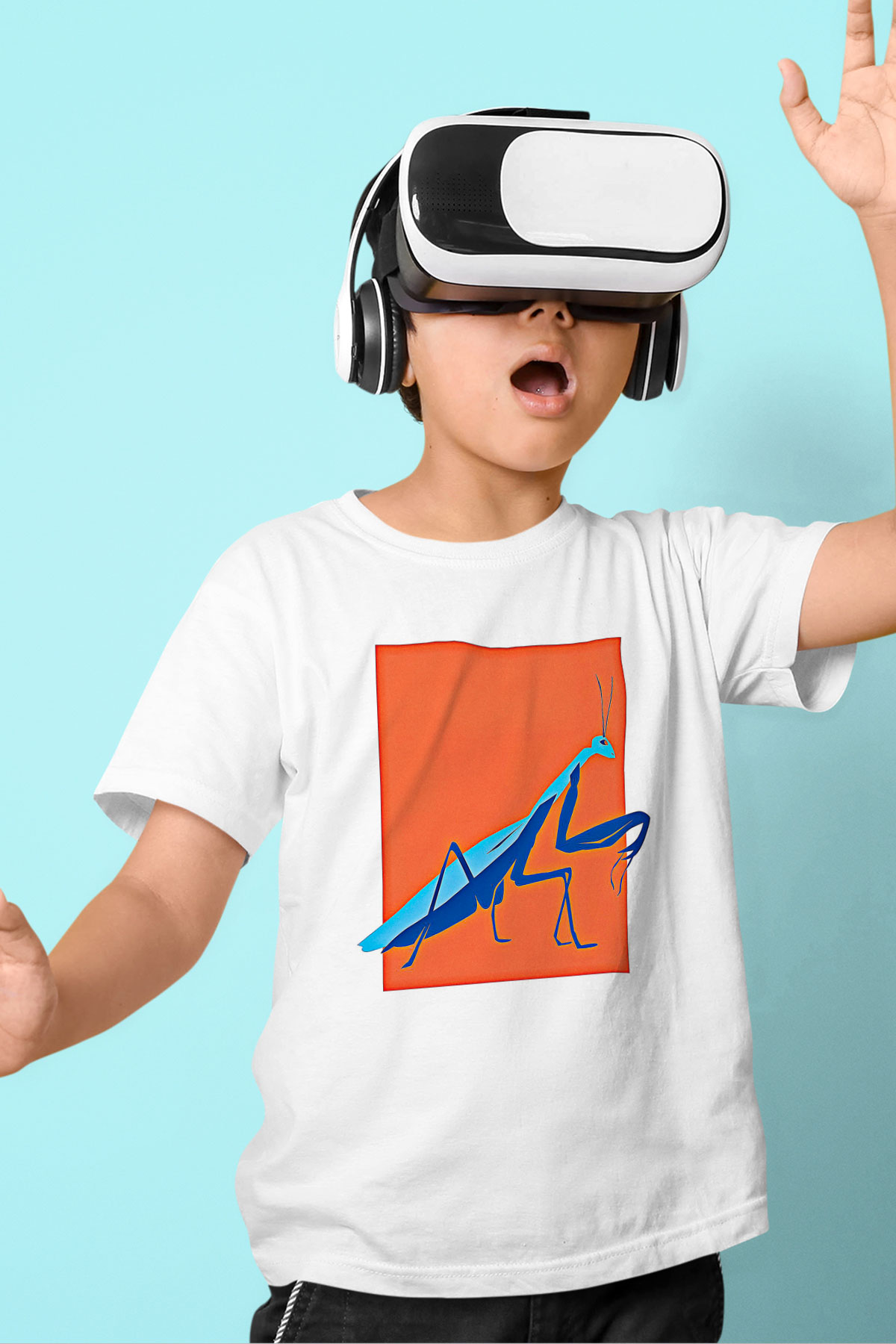 Çekirge Baskılı Beyaz Unisex Beyaz Çocuk Tişört - Tshirt