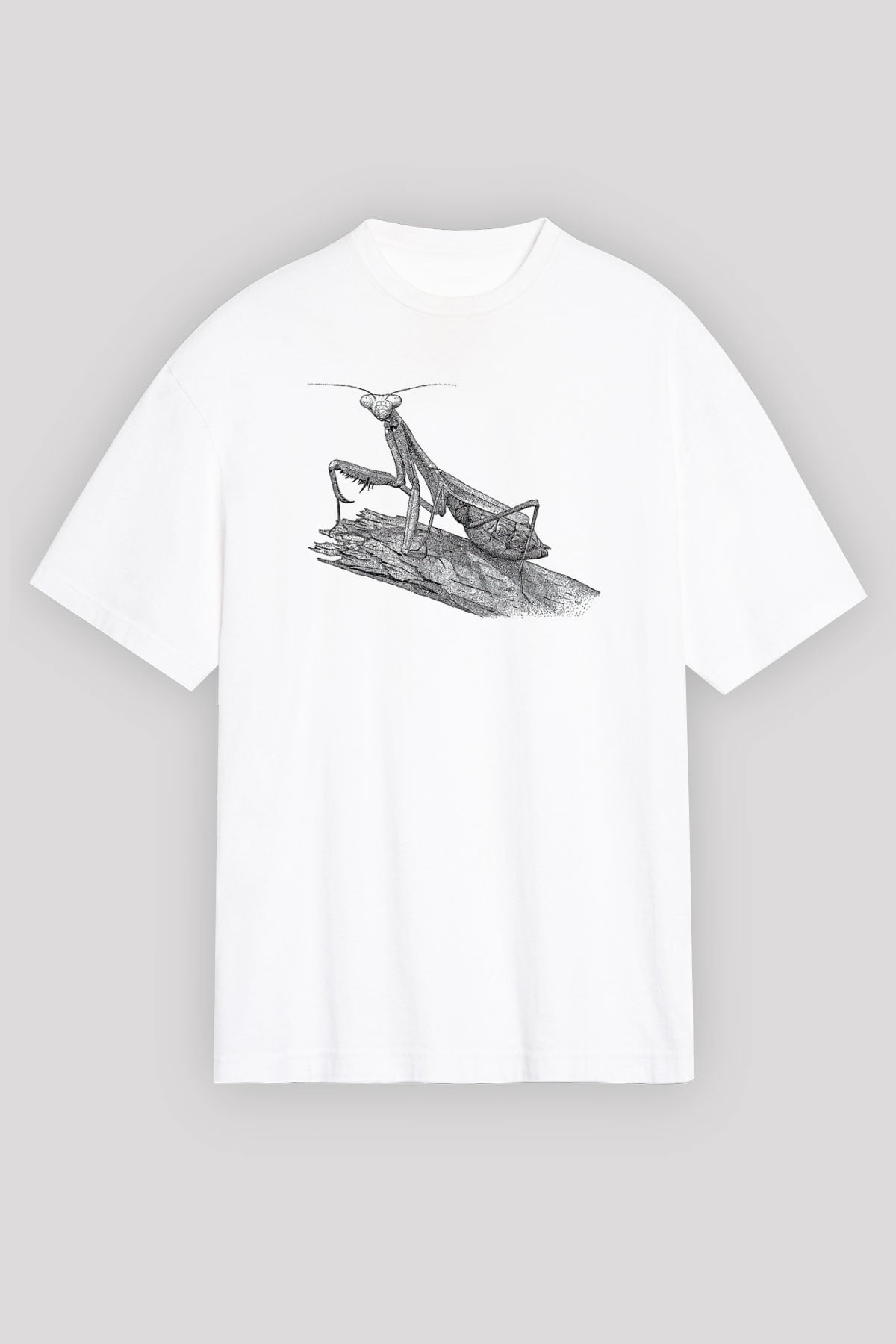 Çekirge Baskılı Beyaz Unisex Oversize Tişört - Tshirt