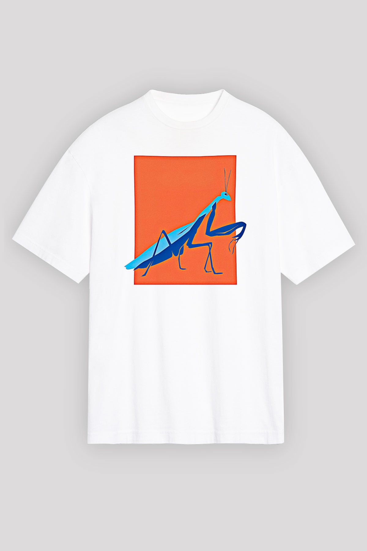 Çekirge Baskılı Beyaz Unisex Oversize Tişört - Tshirt