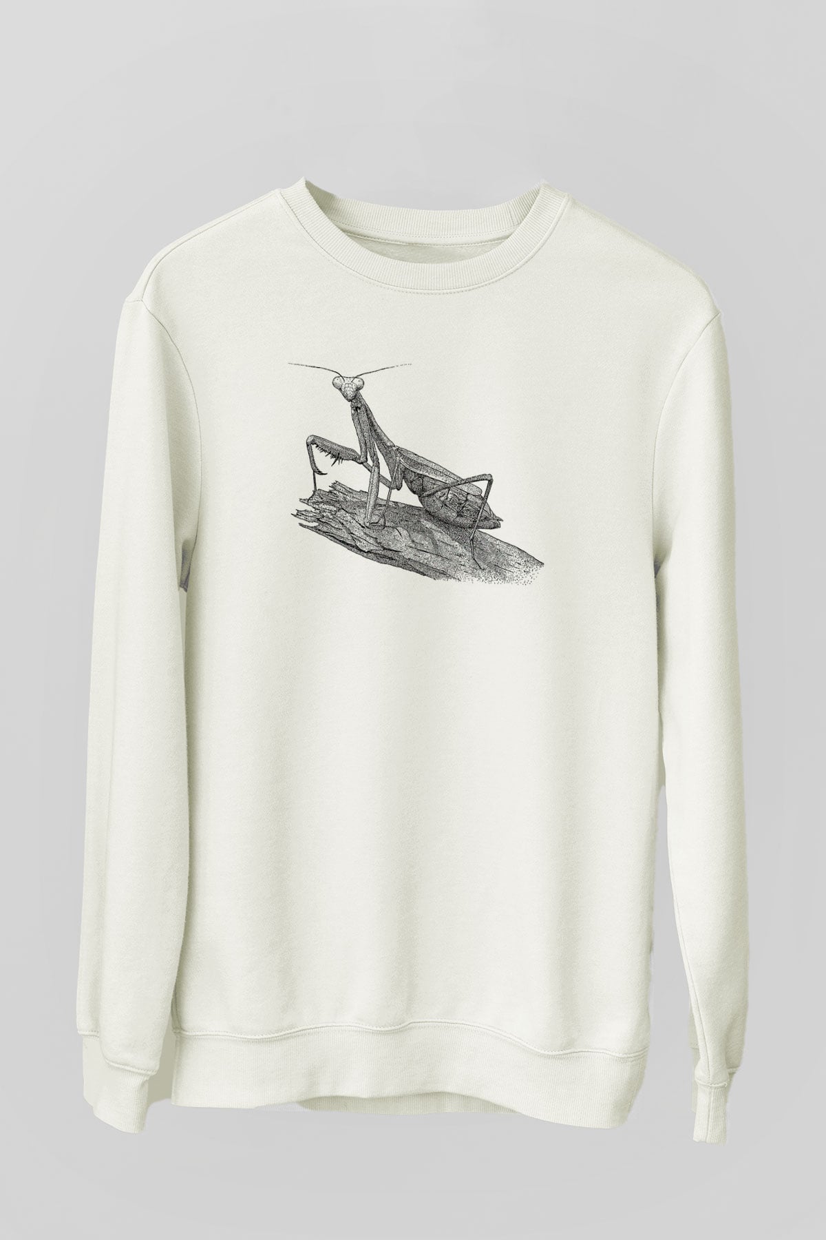 Çekirge Baskılı Beyaz Unisex Sweatshirt