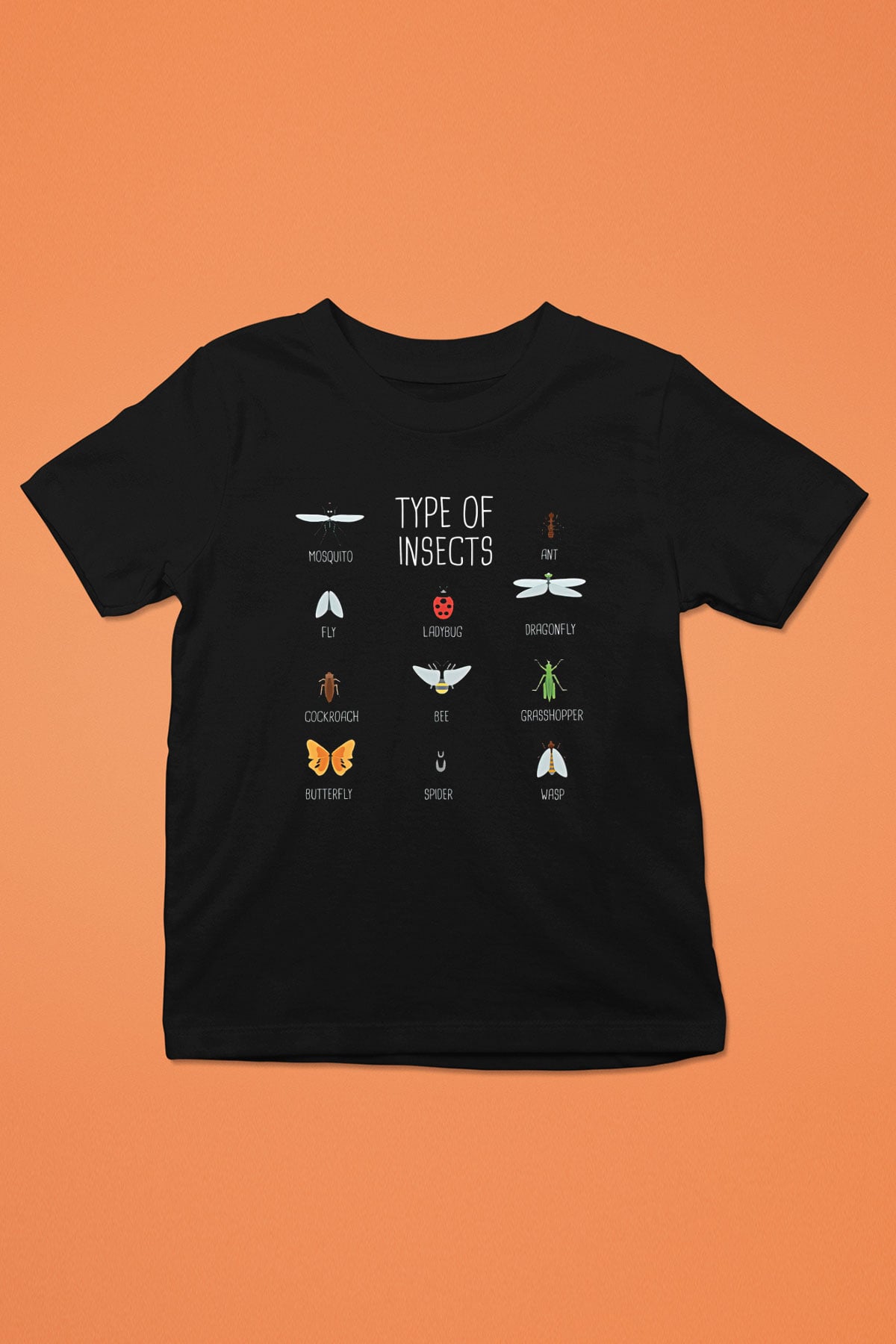 Çekirge Baskılı Unisex Siyah Çocuk Tişört - Tshirt