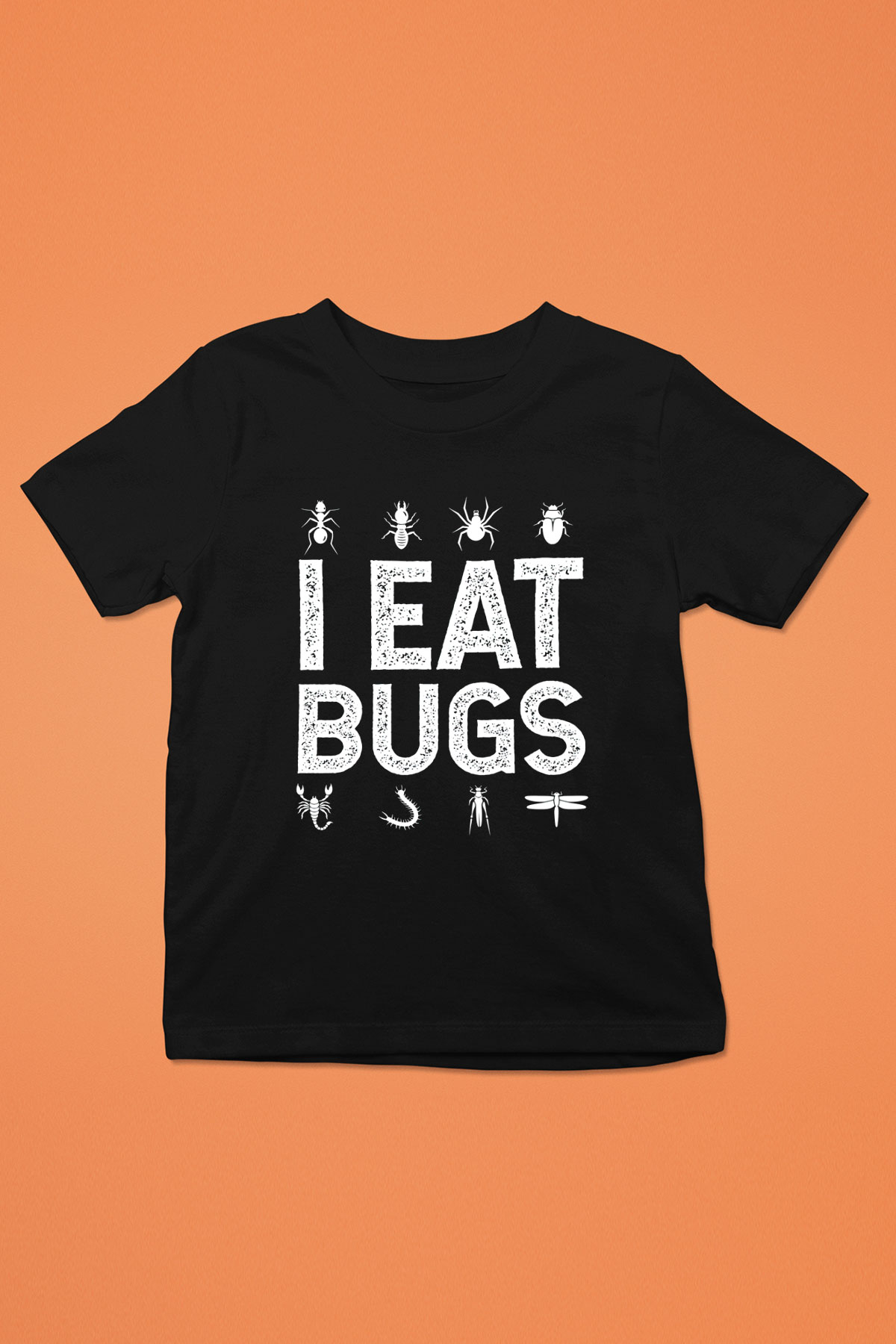Çekirge Baskılı Unisex Siyah Çocuk Tişört - Tshirt