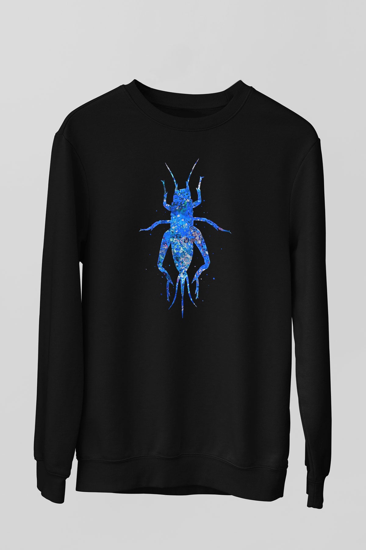 Çekirge Baskılı Unisex Siyah Sweatshirt