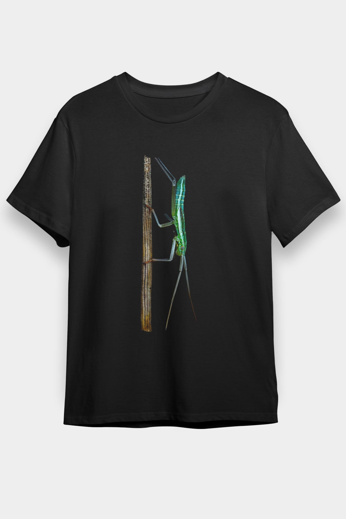 Çekirge Baskılı Unisex Siyah Tişört - Tshirt