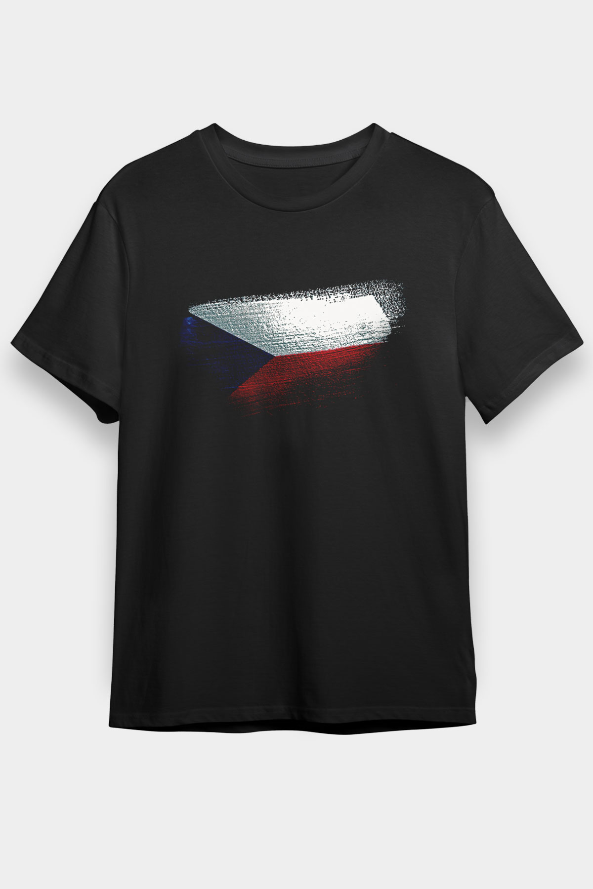 Çekya - Czechia - Czech Republic Bayrağı Baskılı Unisex Siyah Tişört