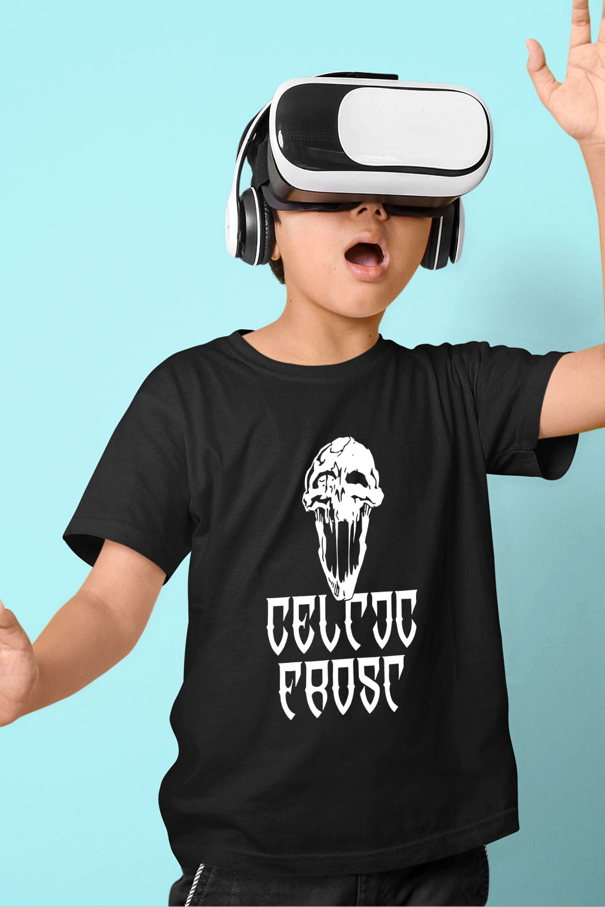 Celtic Frost Baskılı Unisex Siyah Çocuk Tişört - Tshirt