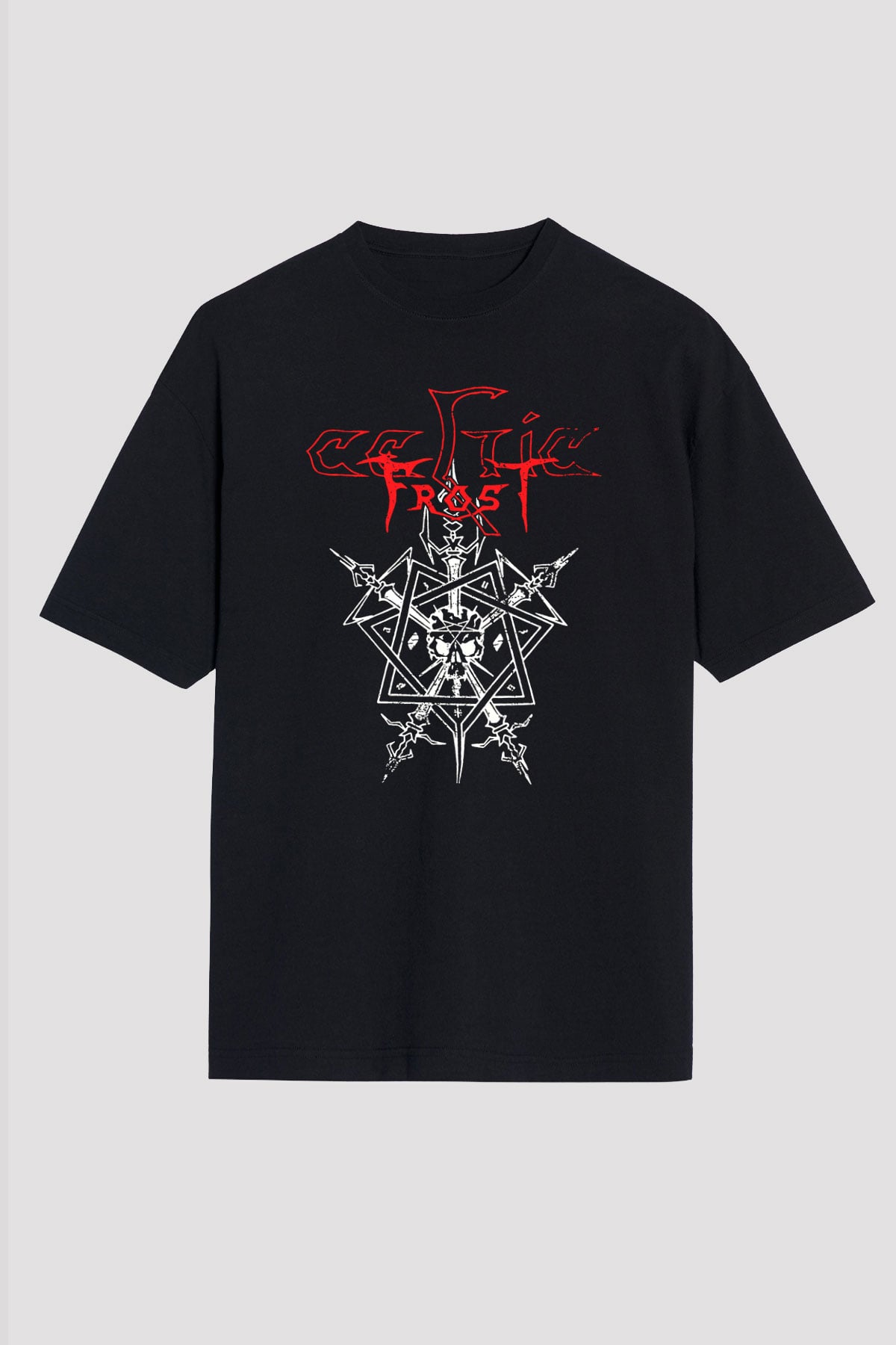 Celtic Frost Baskılı Unisex Siyah Oversize Tişört - Tshirt