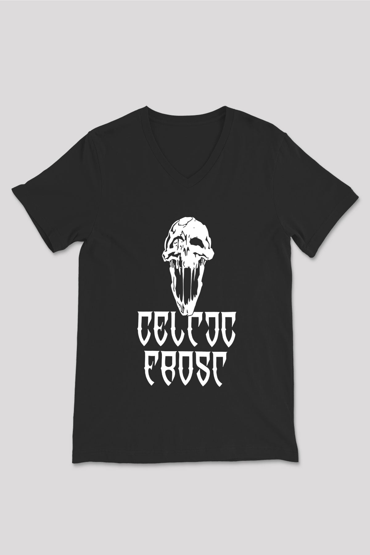 Celtic Frost Baskılı Unisex Siyah V Yaka Tişört - Tshirt