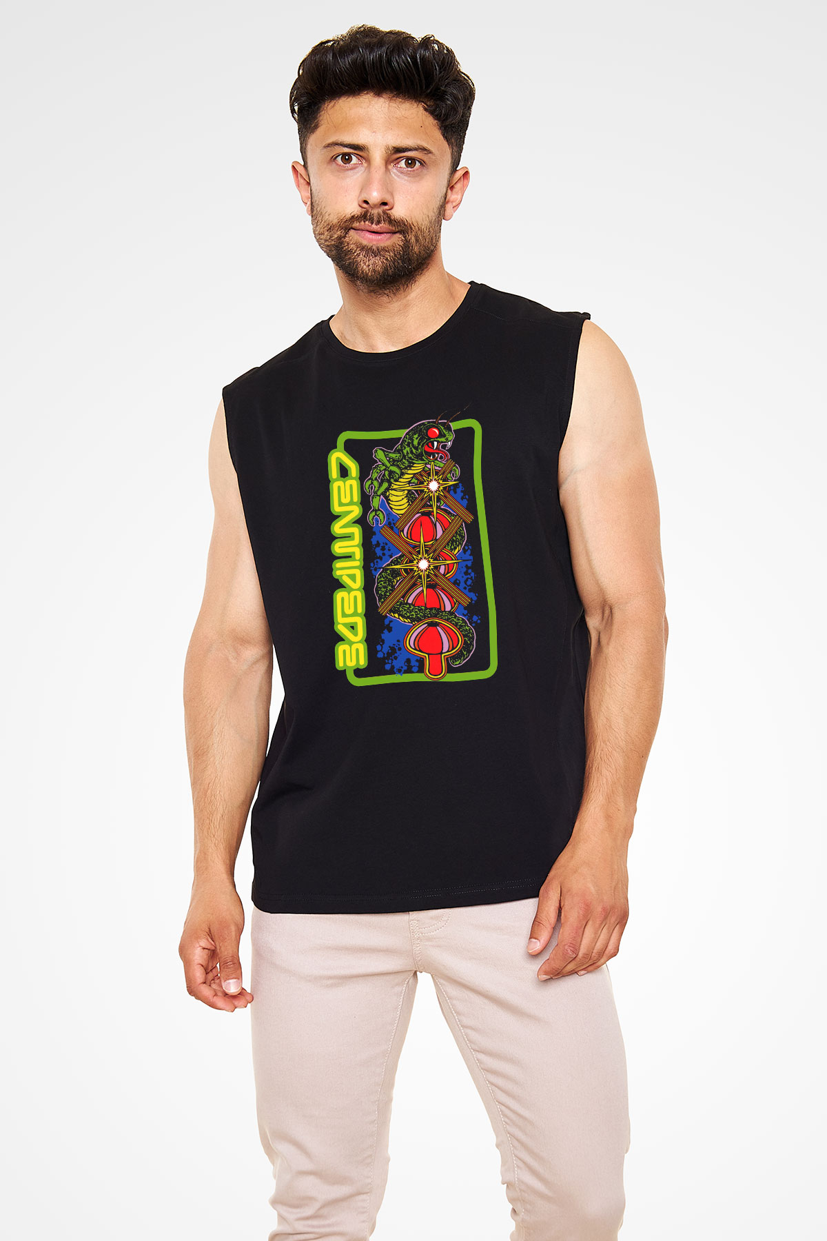 Centipede Siyah Unisex  Kolsuz Tişört