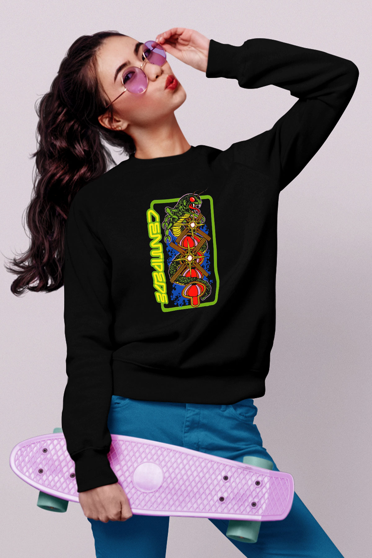 Centipede Siyah Unisex  Sweatshirt