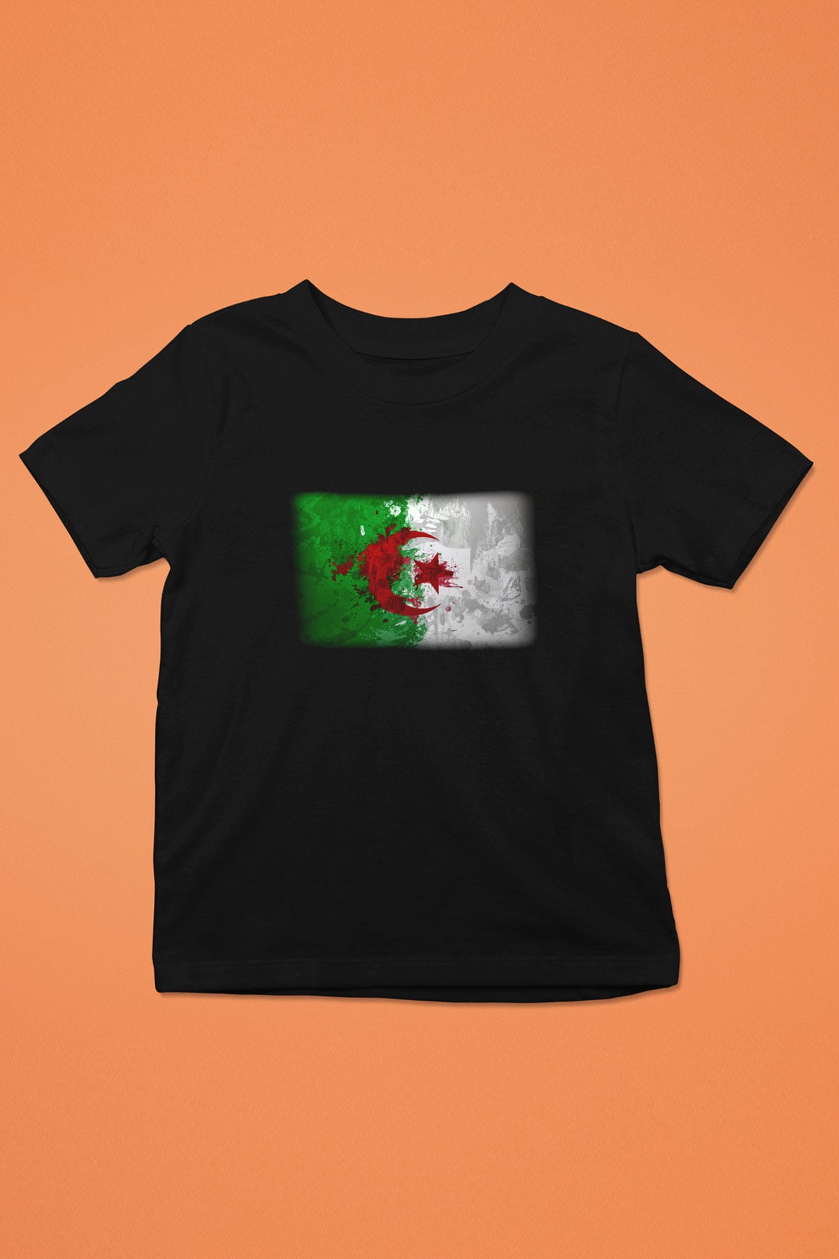 Cezayir Baskılı Siyah Unisex Çocuk Tişört