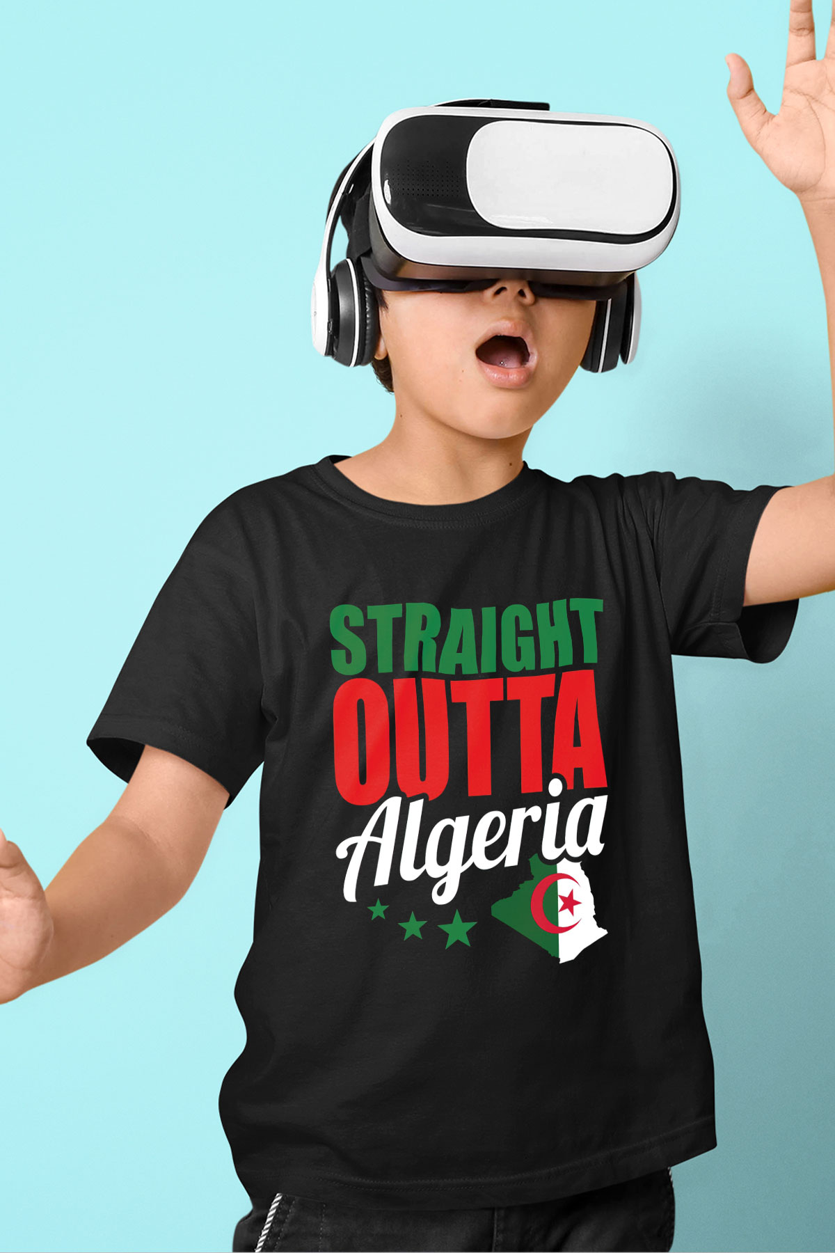 Cezayir Siyah Unisex Çocuk Tişört