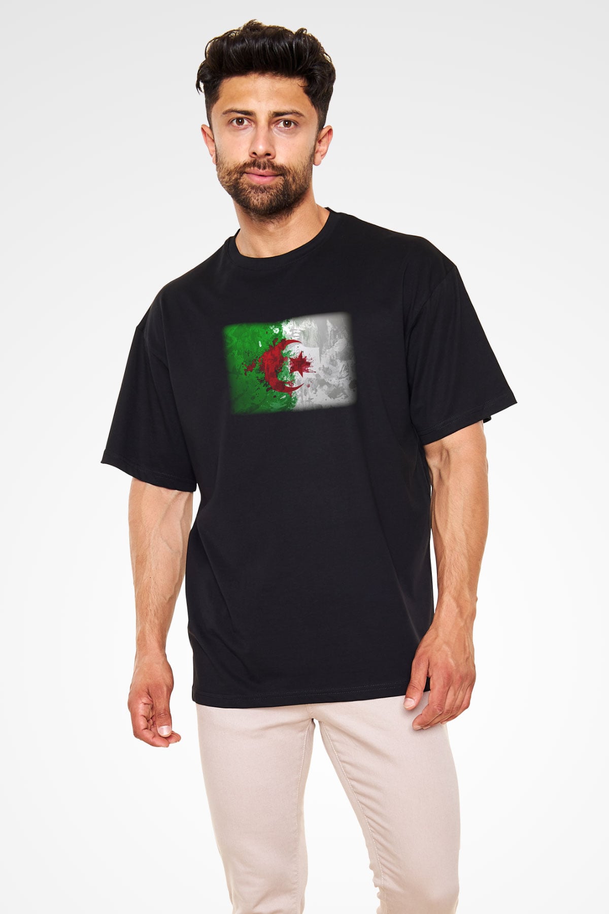 Cezayir Siyah Unisex Oversize Tişört T-Shirt