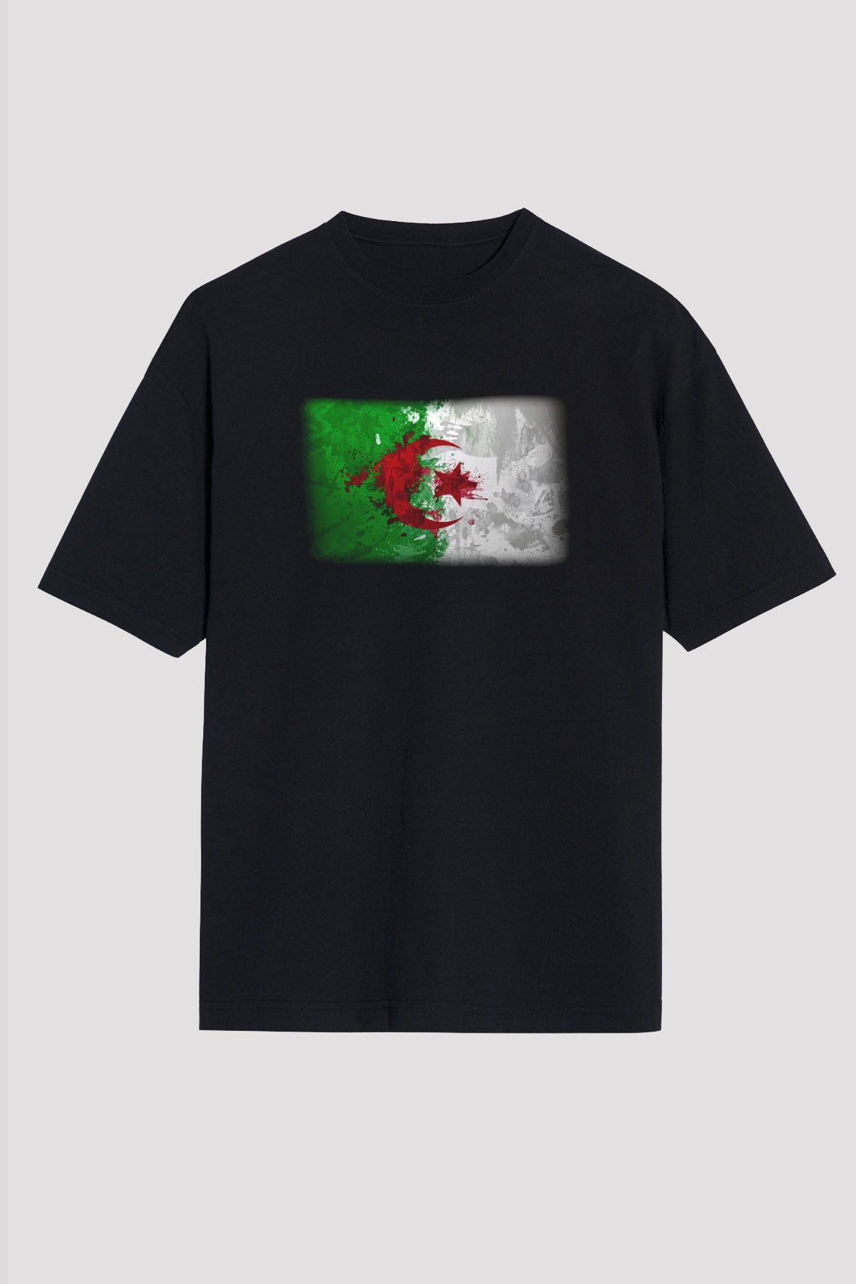 Cezayir Siyah Unisex Oversize Tişört T-Shirt