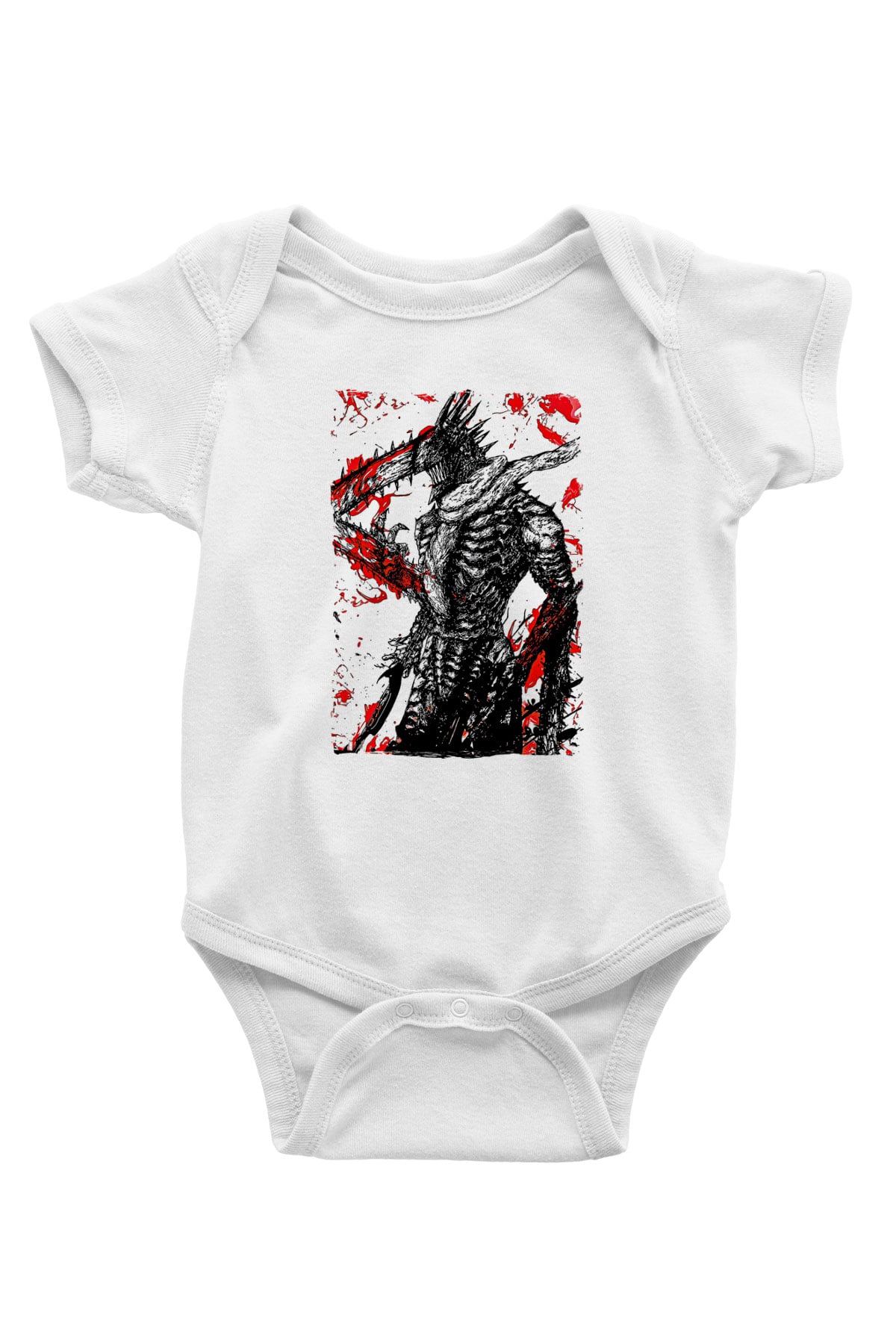 Chainsaw Man Baskılı Beyaz Unisex Bebek Body - Zıbın