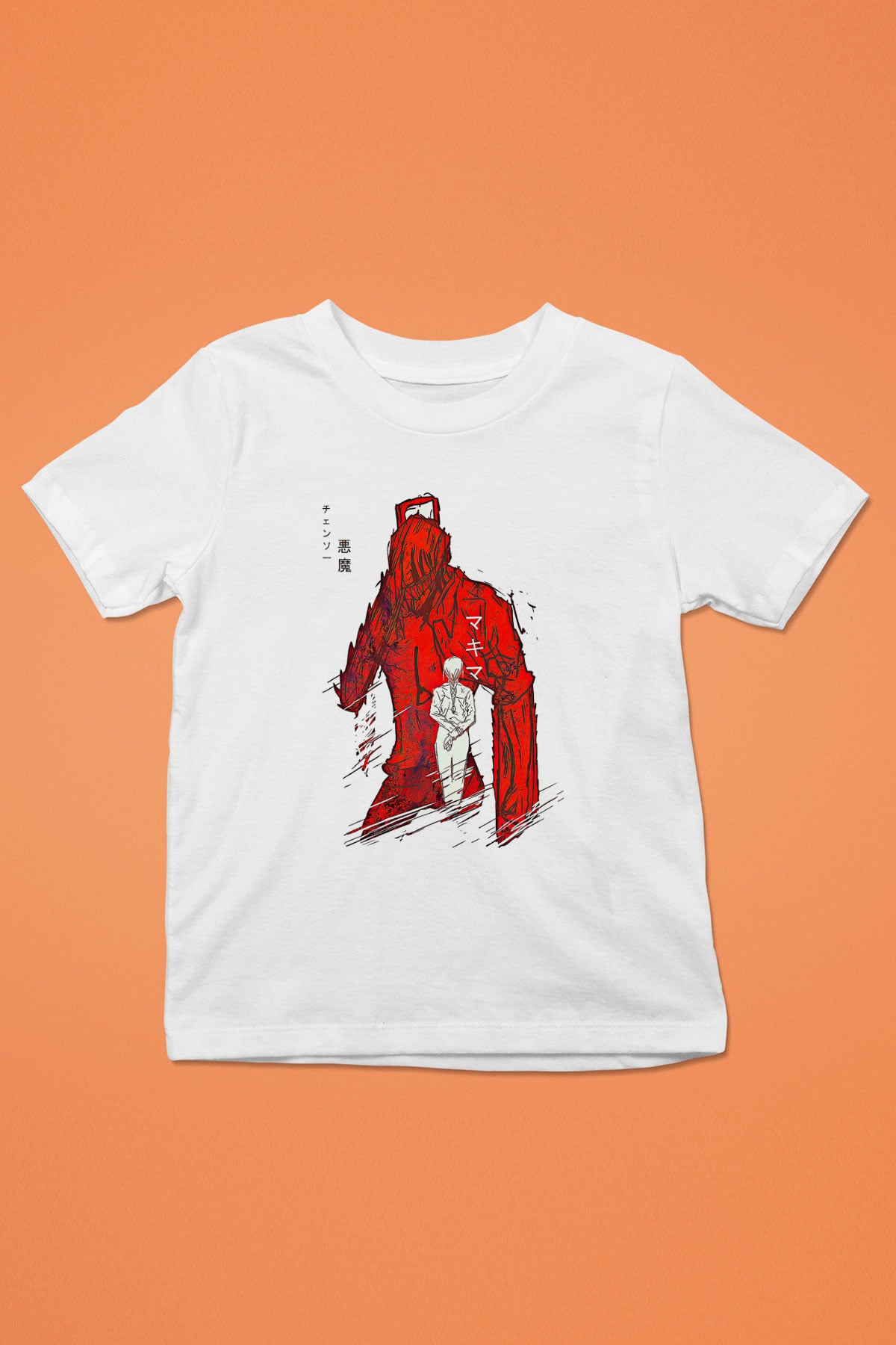 Chainsaw Man Baskılı Beyaz Unisex Beyaz Çocuk Tişört - Tshirt