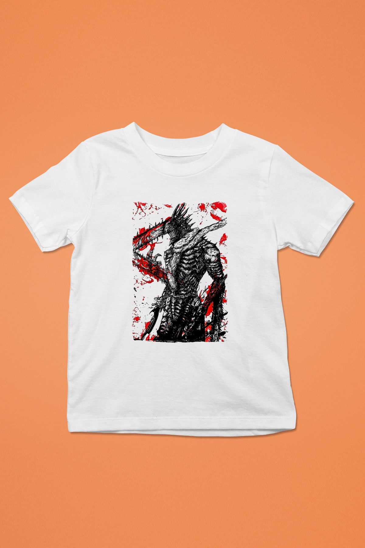Chainsaw Man Baskılı Beyaz Unisex Beyaz Çocuk Tişört - Tshirt