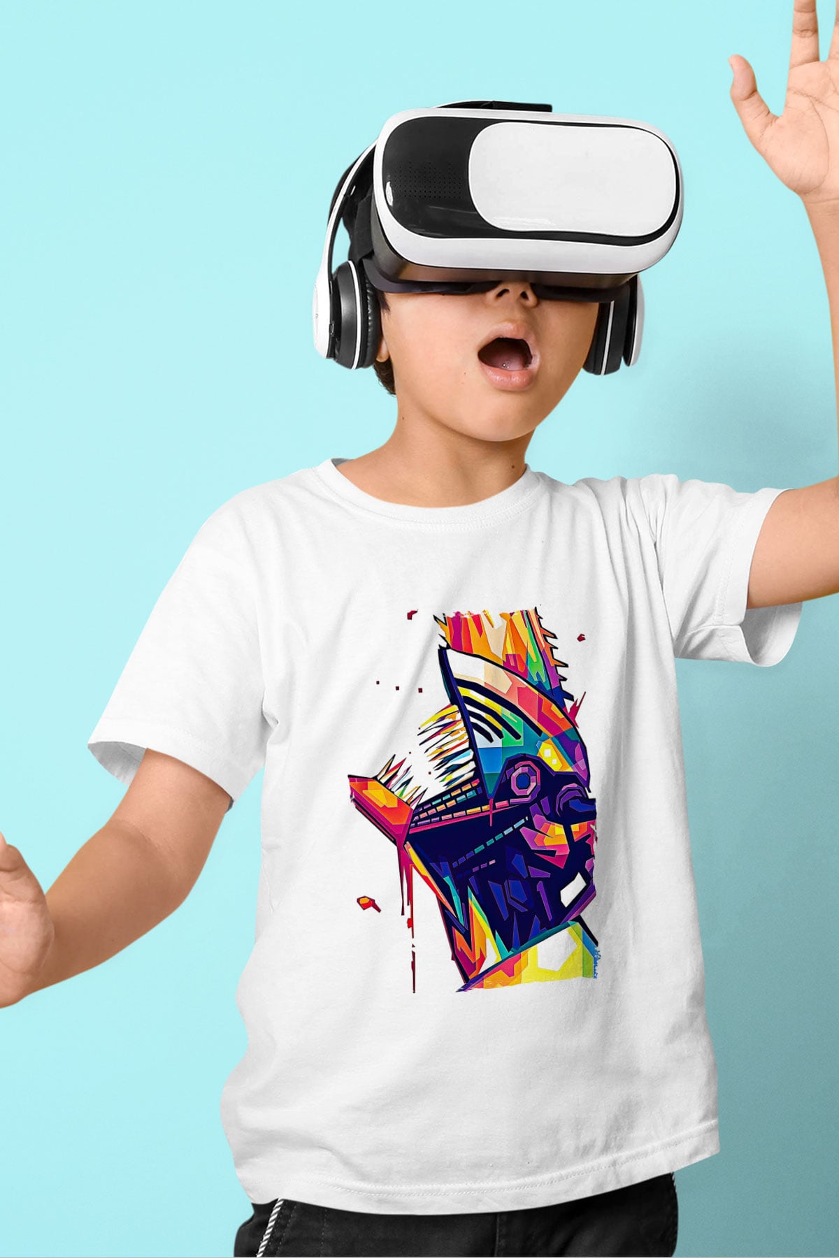 Chainsaw Man Baskılı Beyaz Unisex Beyaz Çocuk Tişört - Tshirt
