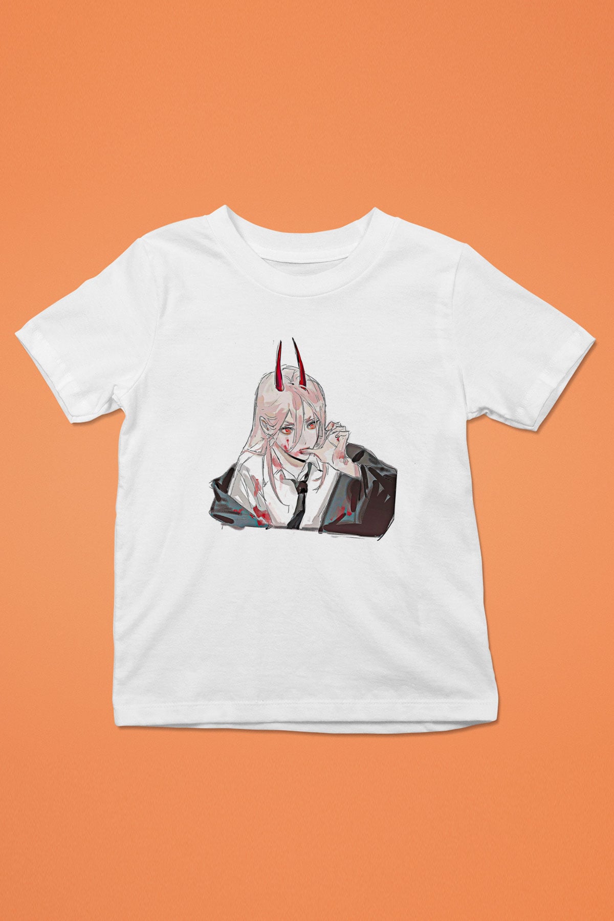 Chainsaw Man Baskılı Beyaz Unisex Beyaz Çocuk Tişört - Tshirt