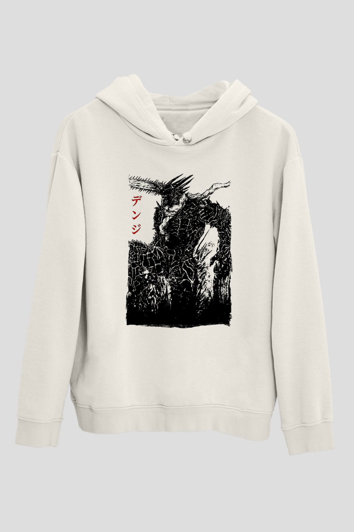 Chainsaw Man Baskılı Beyaz Unisex Hoodie