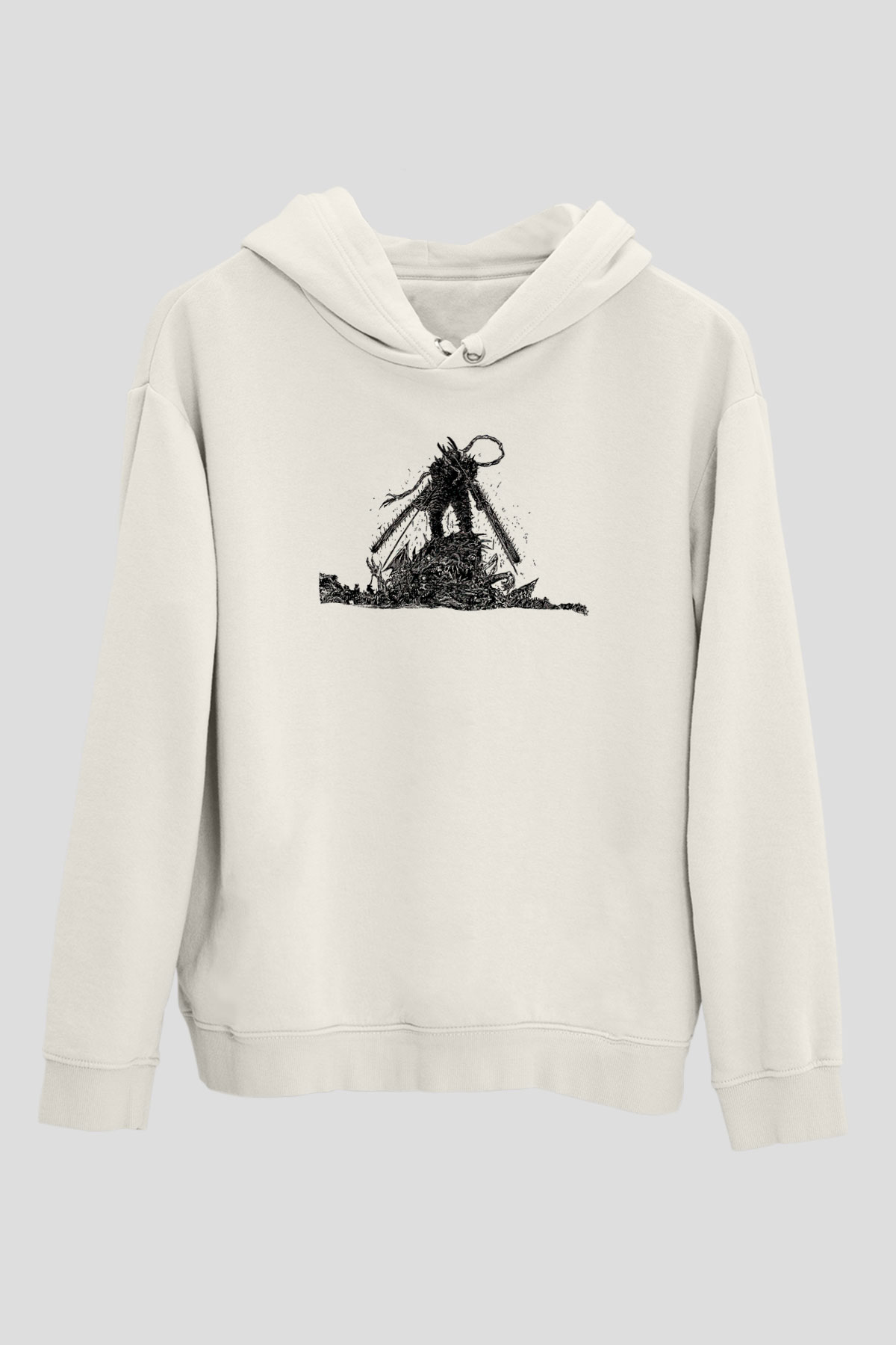 Chainsaw Man Baskılı Beyaz Unisex Hoodie