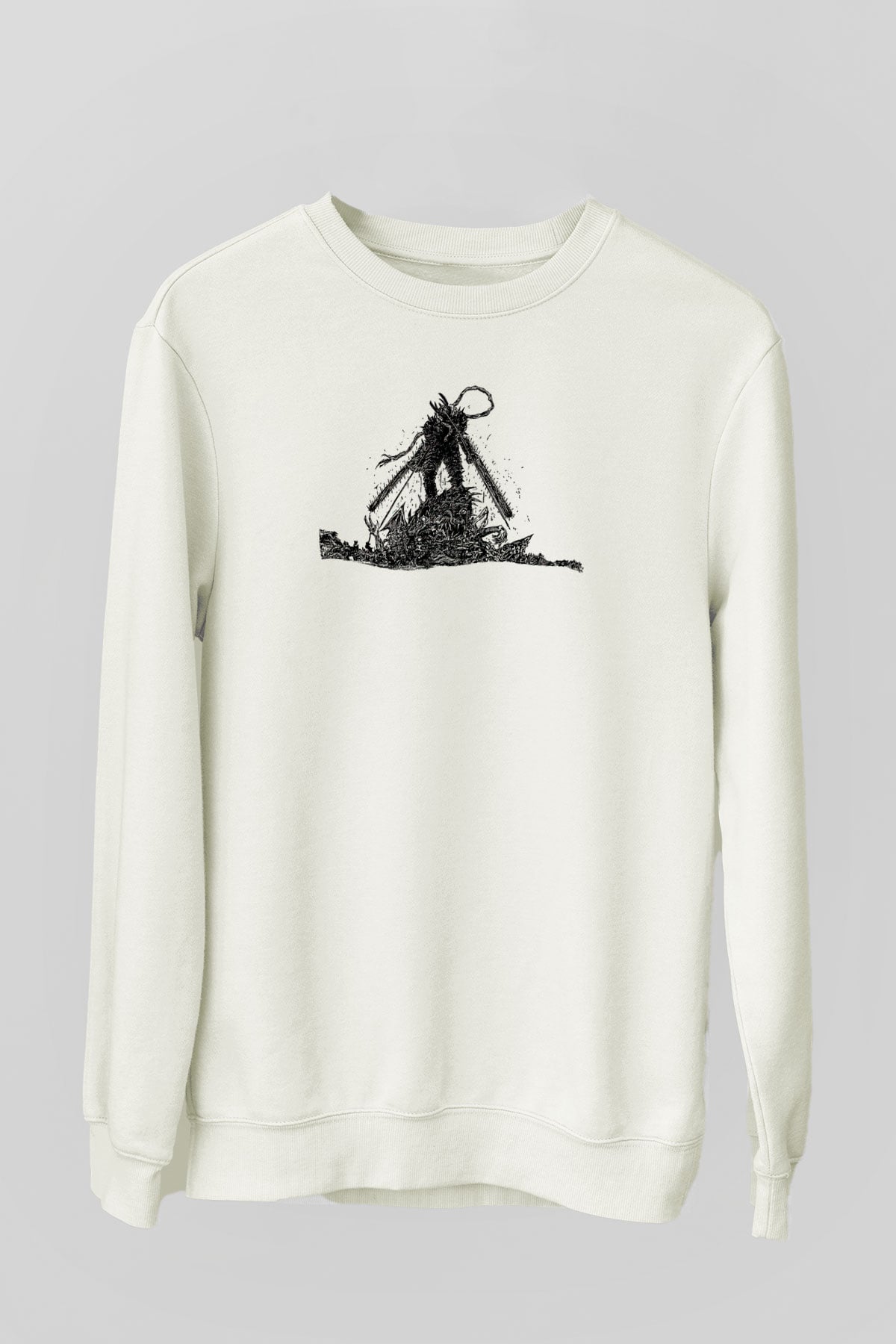 Chainsaw Man Baskılı Beyaz Unisex Sweatshirt