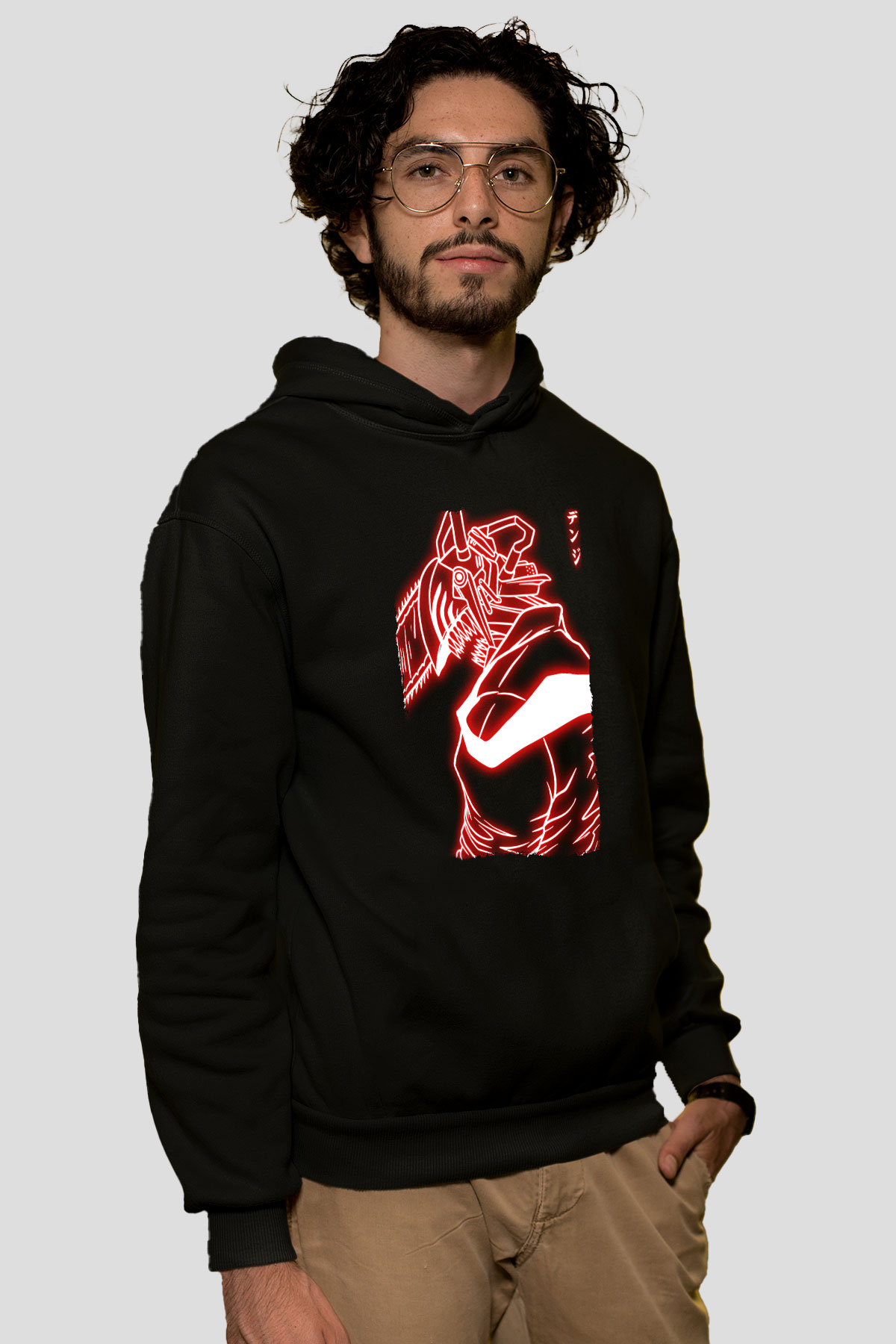 Chainsaw Man Baskılı Unisex Siyah Hoodie