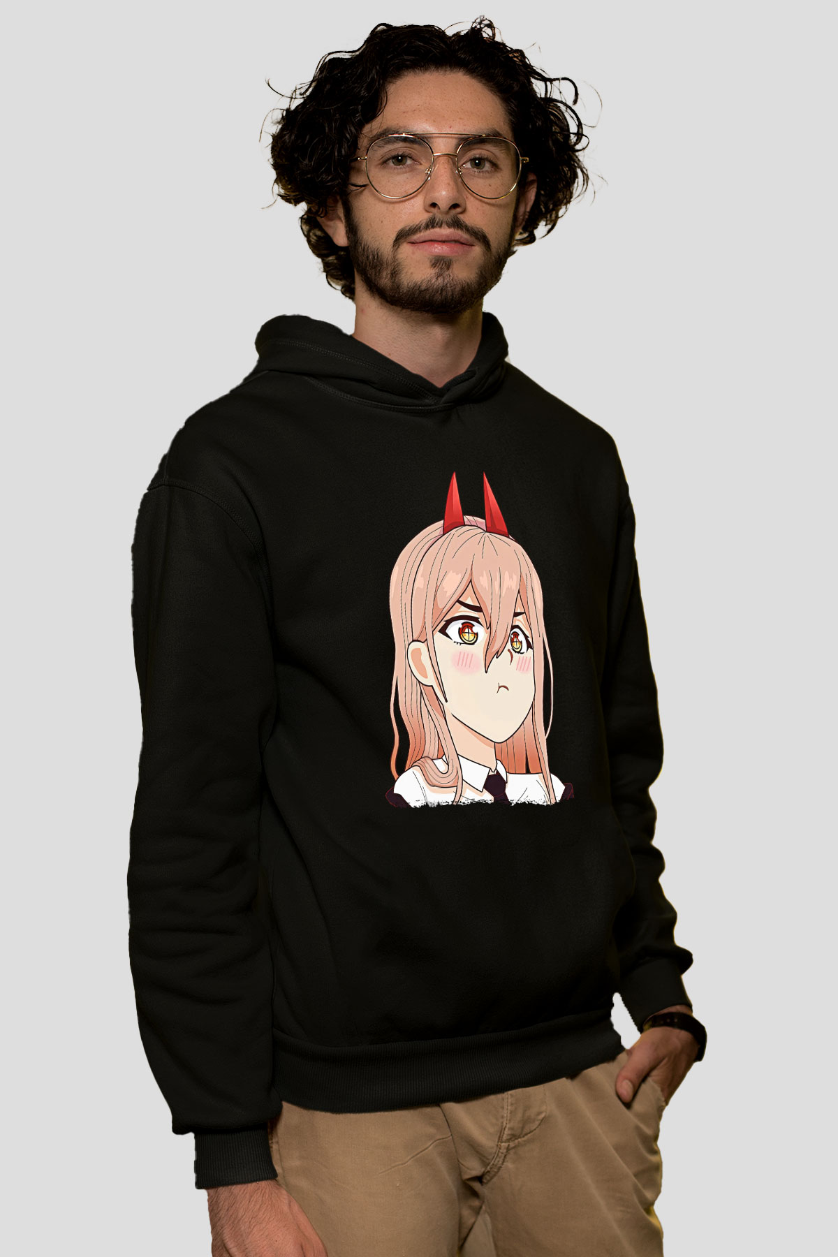 Chainsaw Man Baskılı Unisex Siyah Hoodie