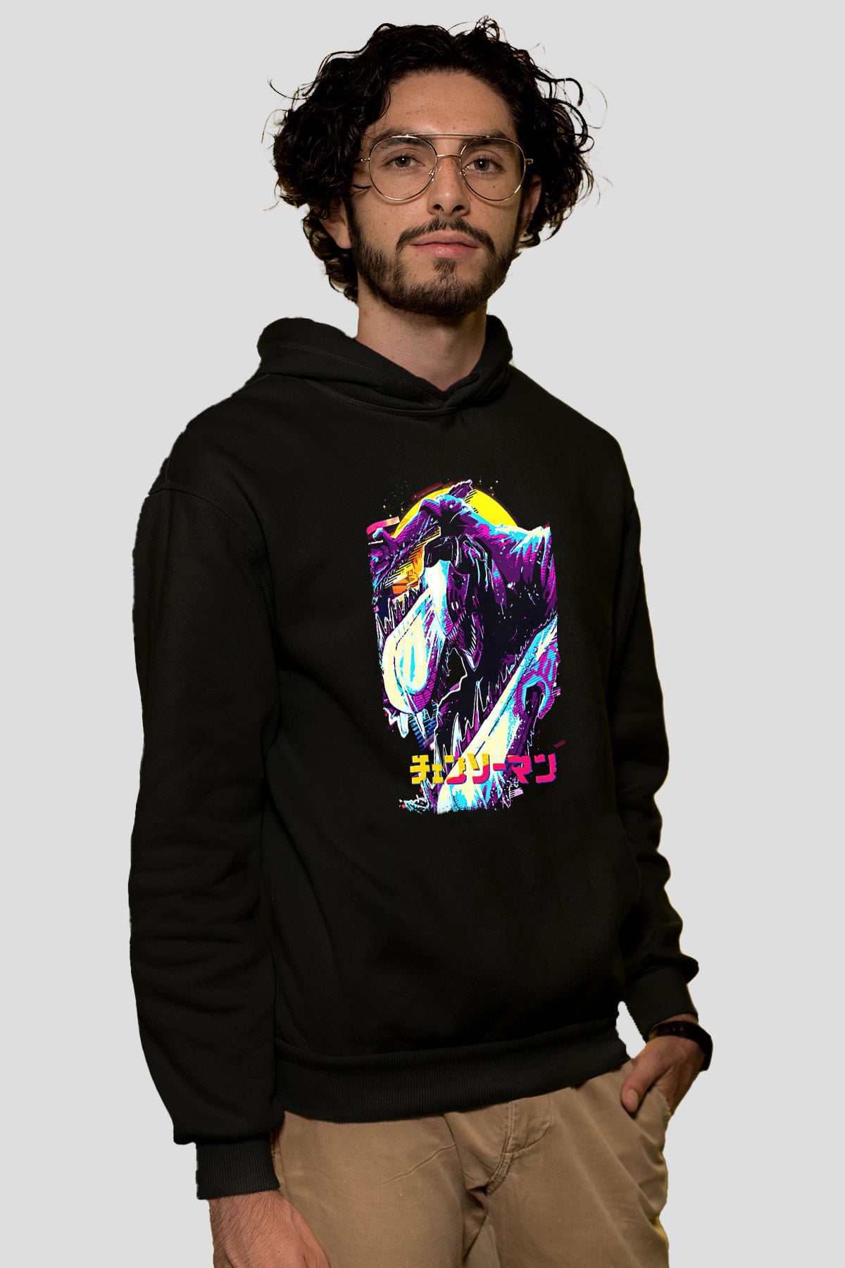 Chainsaw Man Baskılı Unisex Siyah Hoodie