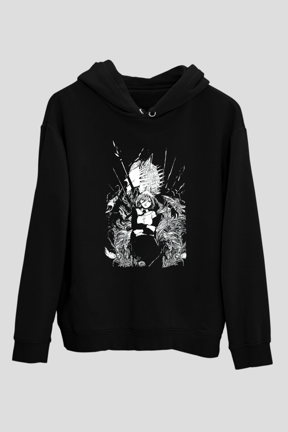 Chainsaw Man Baskılı Unisex Siyah Hoodie