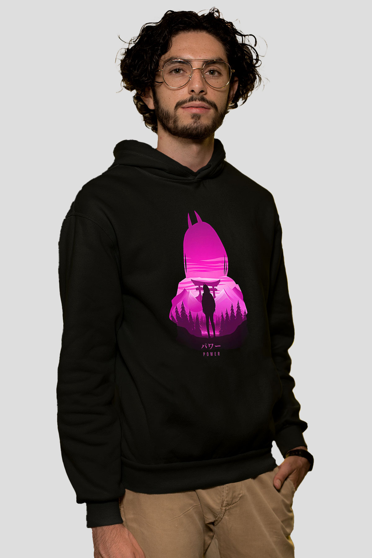Chainsaw Man Baskılı Unisex Siyah Hoodie