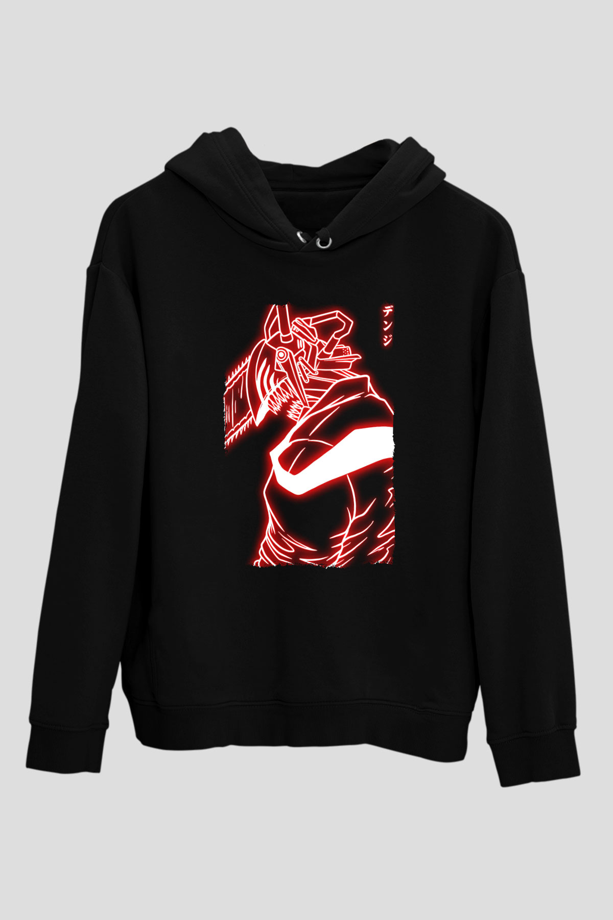 Chainsaw Man Baskılı Unisex Siyah Hoodie